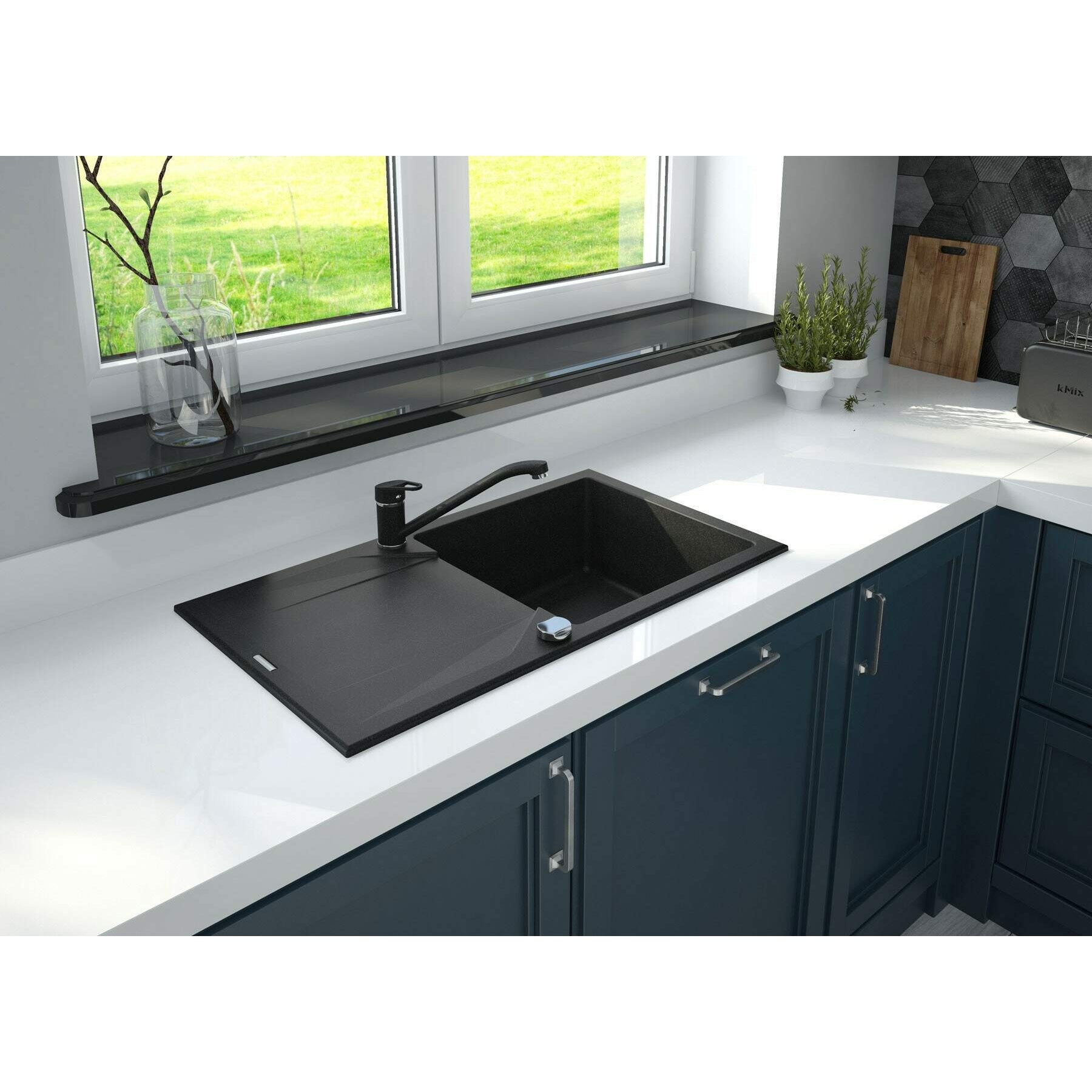 Zlewozmywak granitowy 1-komorowy z ociekaczem Deante Evora ZQJ_2113 4