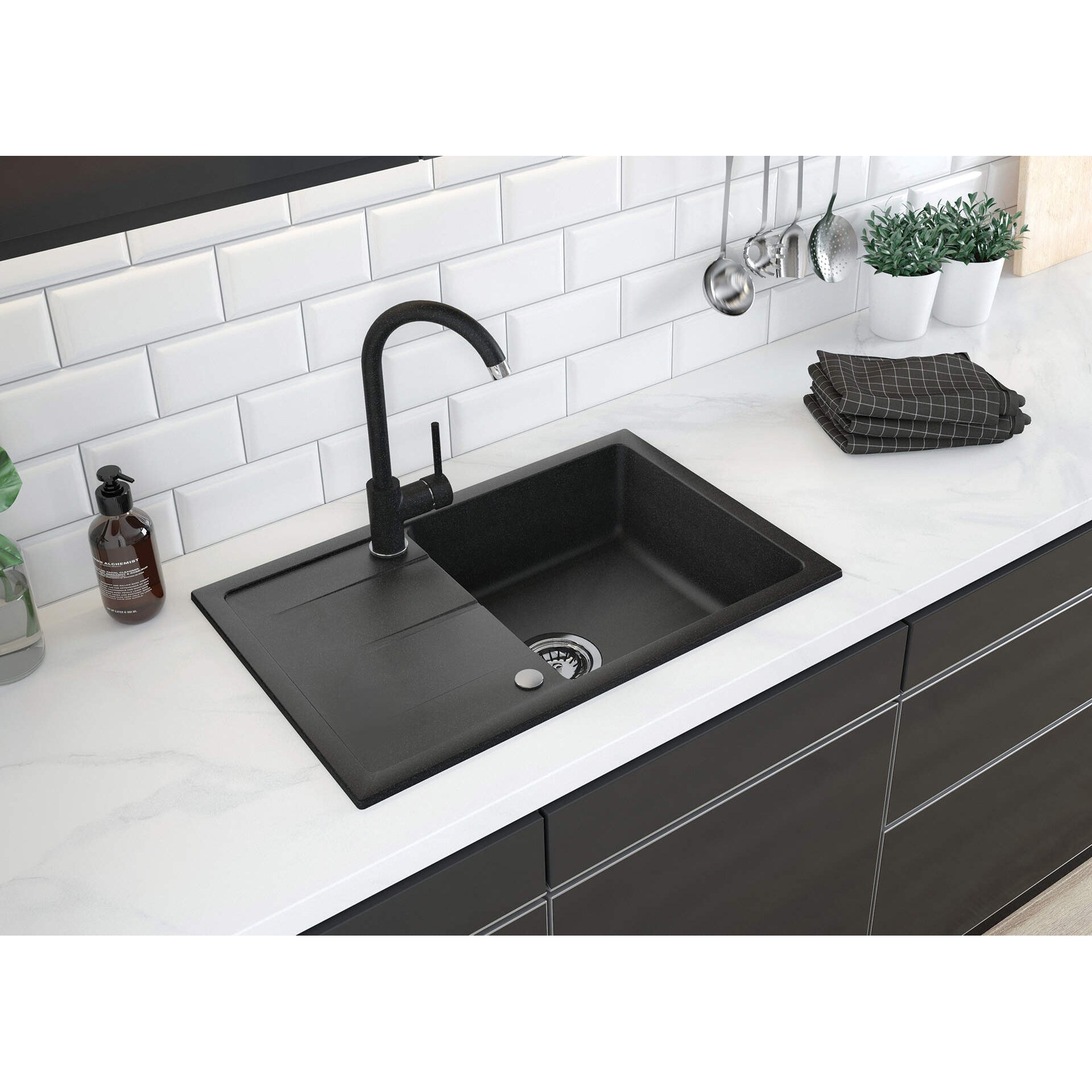 Zlewozmywak granitowy 1-komorowy z ociekaczem Deante Leda ZRD_2113 3