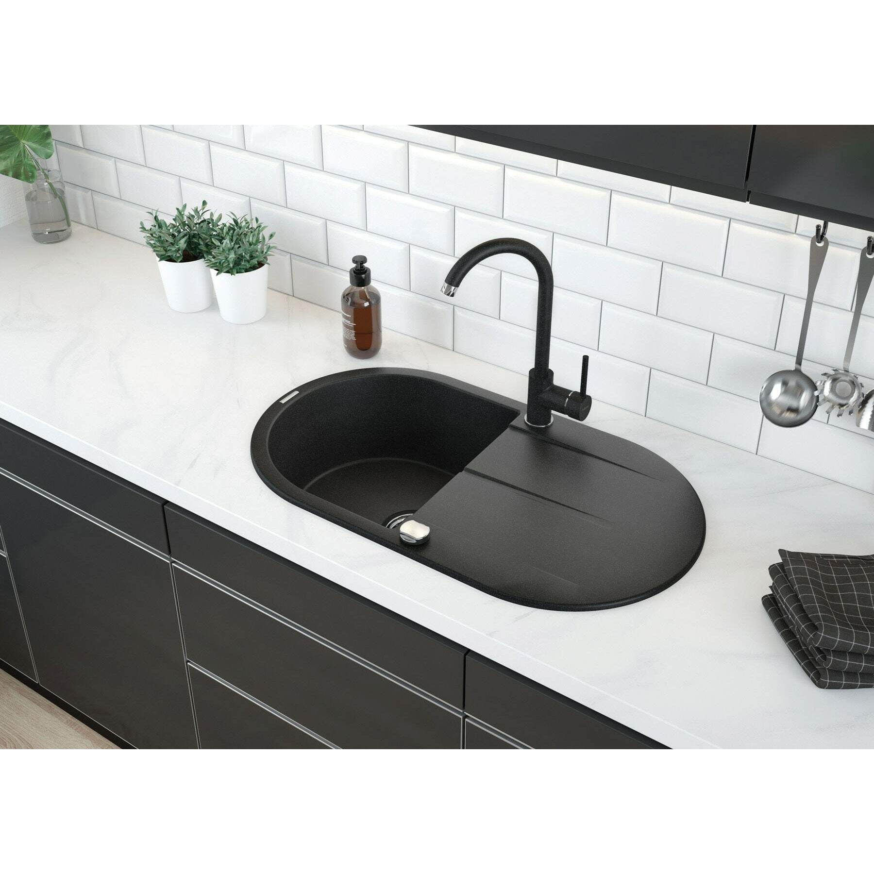 Zlewozmywak granitowy 1-komorowy z ociekaczem Deante Piva ZQI_211B 3