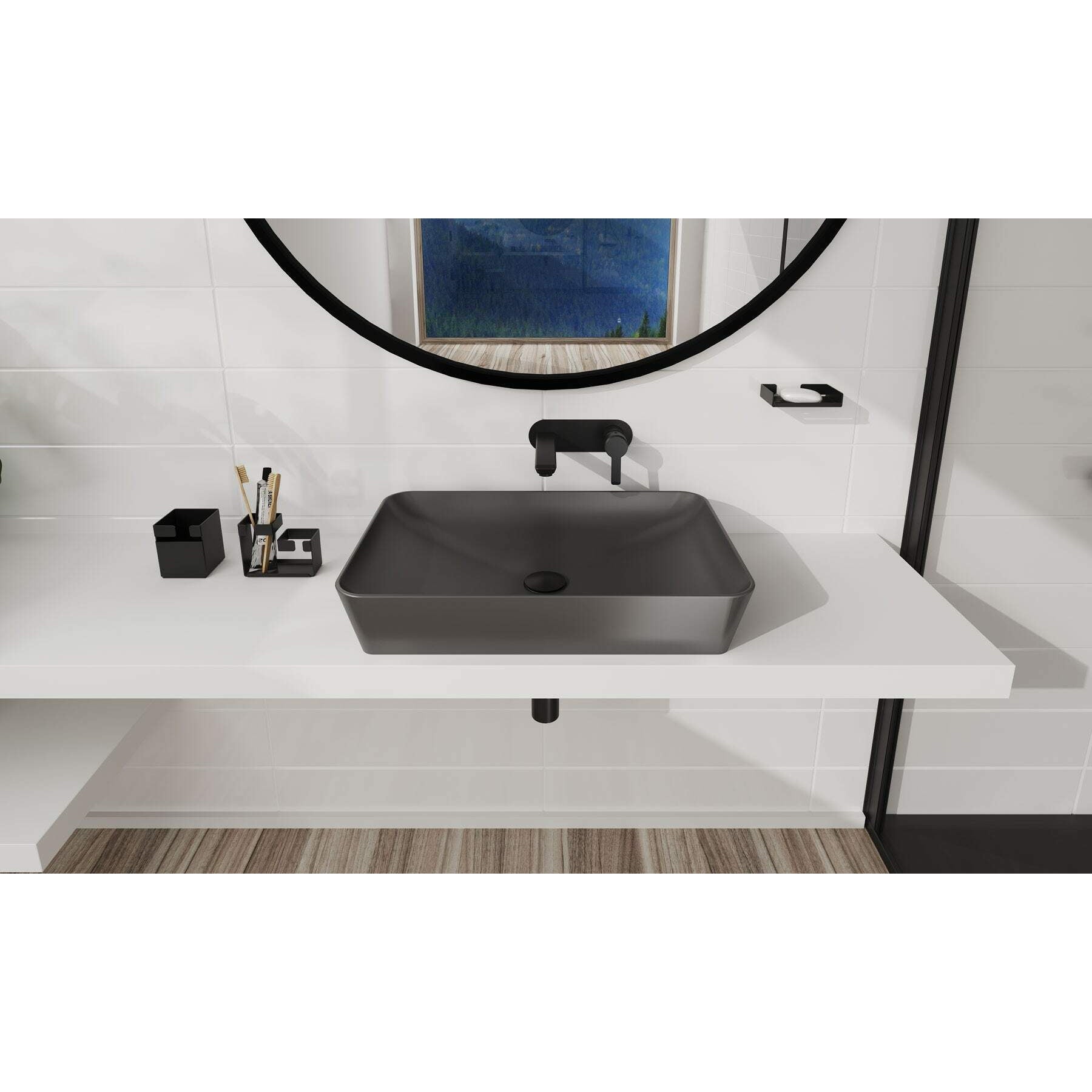 Umywalka ceramiczna nablatowa - 60x40 cm Deante Tess CDS_DU6S 4