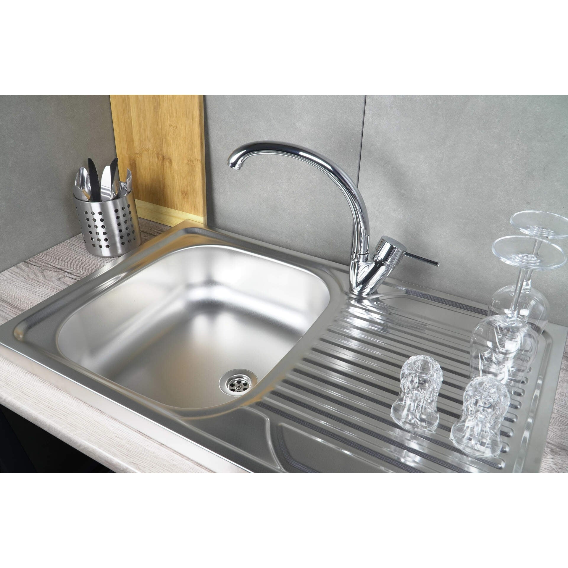 Zlewozmywak stalowy 1-komorowy z ociekaczem - nakładany Deante Tango ZM5_3110 4