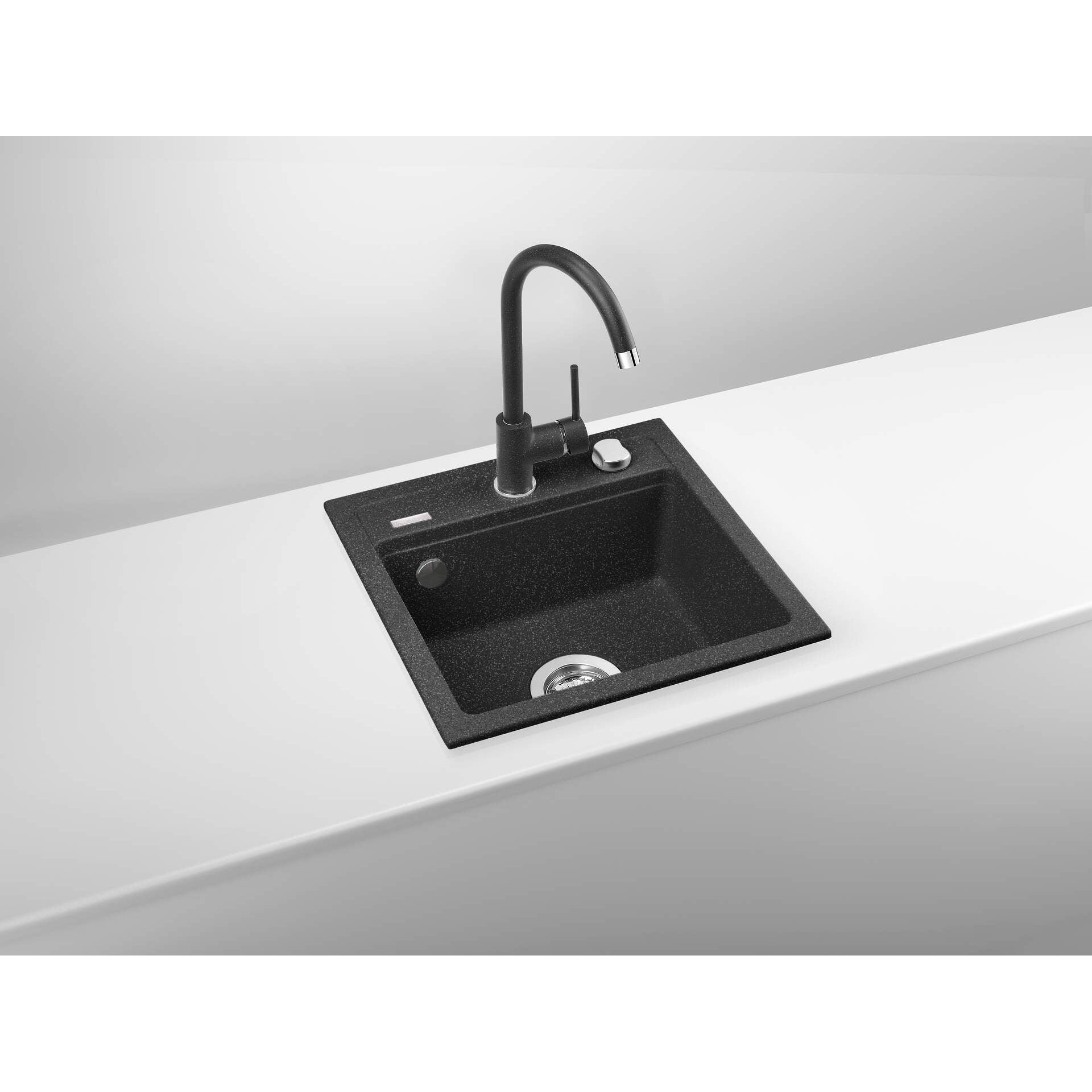 Zlewozmywak granitowy z baterią 1-komorowy Deante Zorba ZQZA2103 2