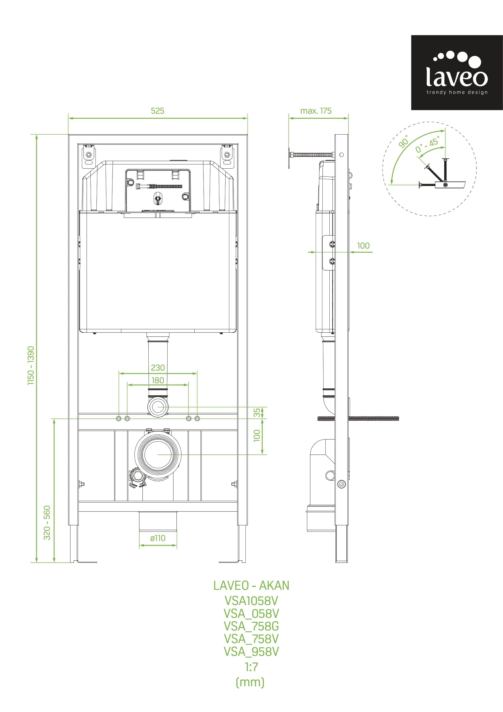 Stelaż podtynkowy do zabudowy lekkiej z przyciskiem Laveo Akan