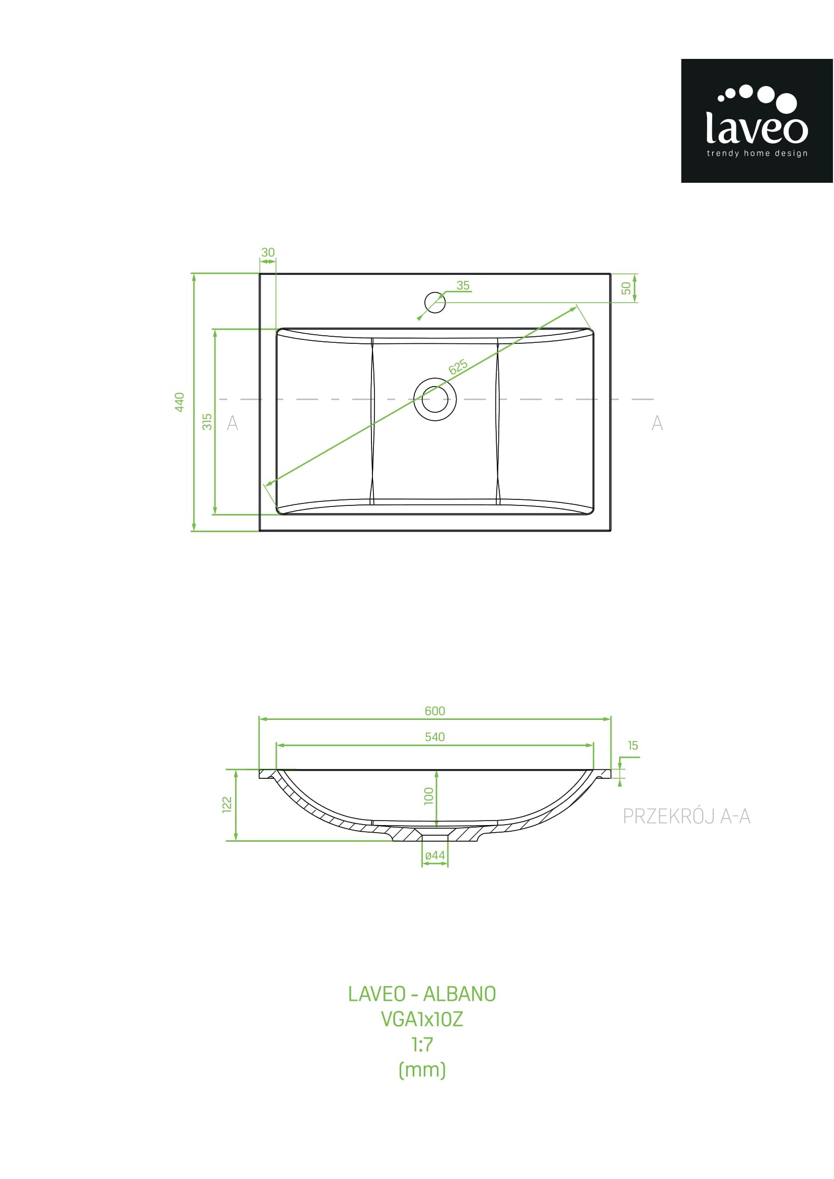 Umywalka meblowa granitowa Laveo Albano