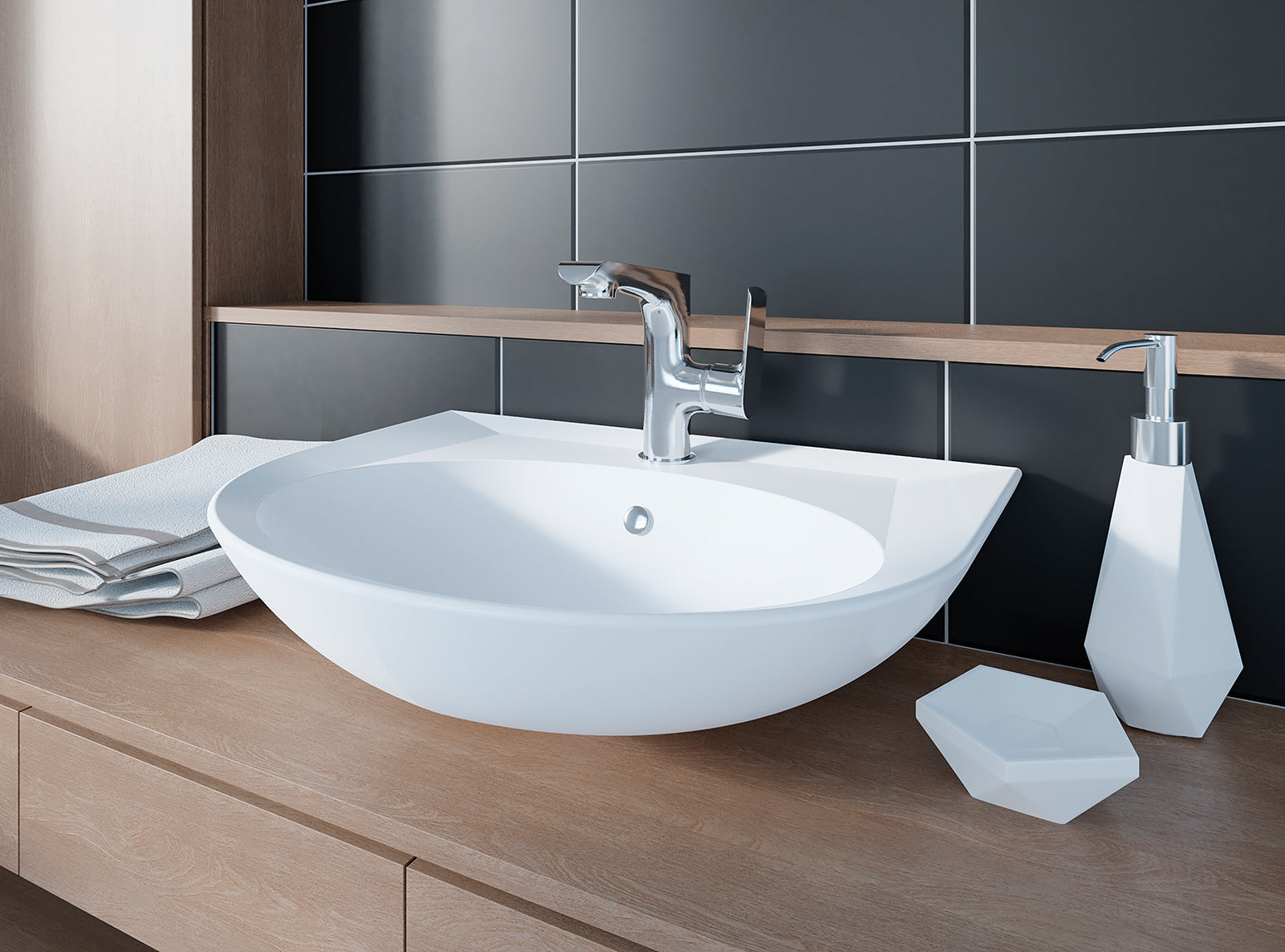 Bateria umywalkowa stojąca z wylewką L Laveo Alea