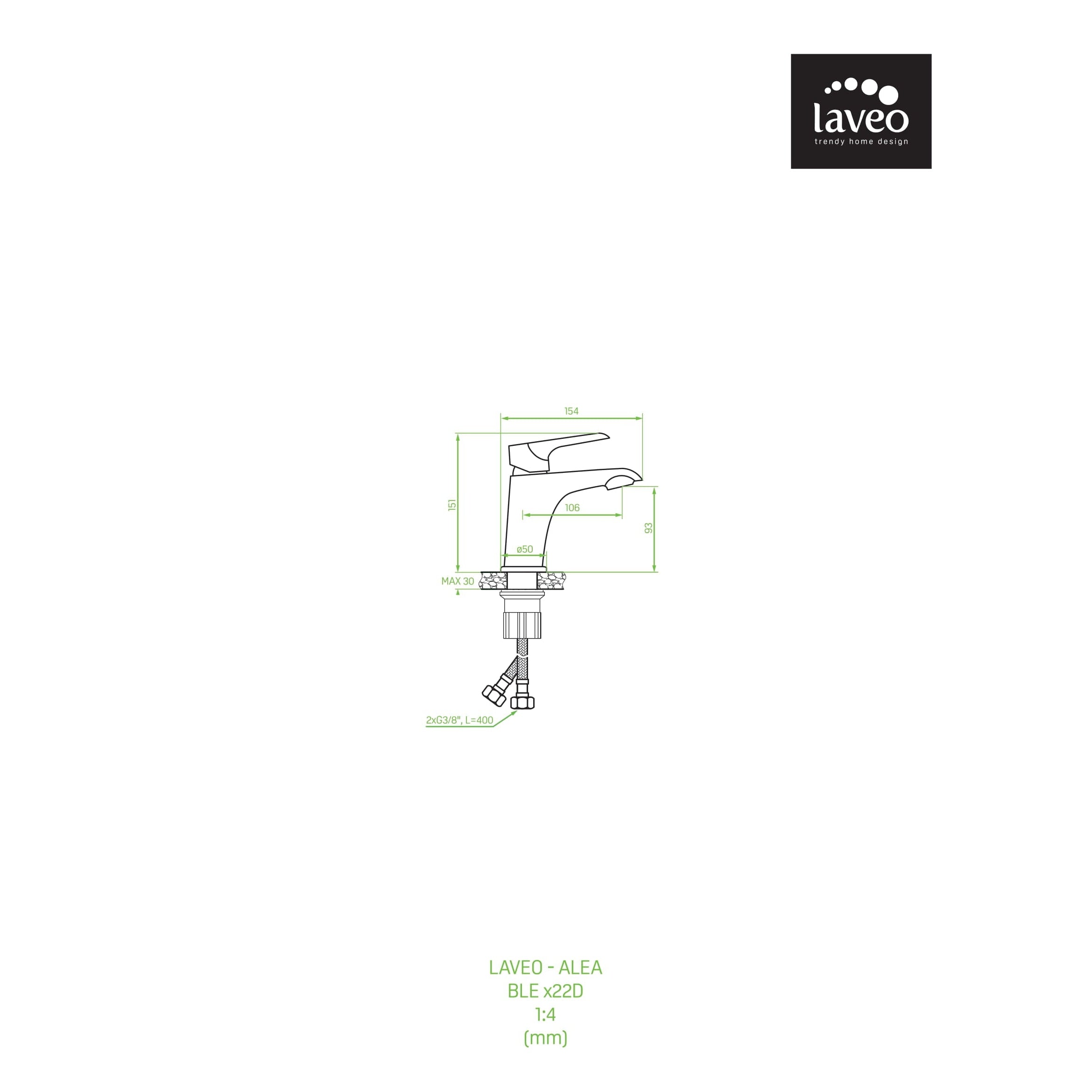 Bateria umywalkowa stojąca Laveo Alea chrom