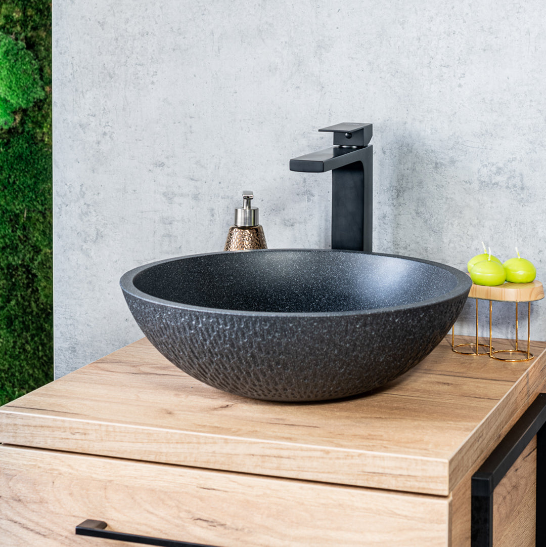 Umywalka nablatowa granitowa Laveo Amber