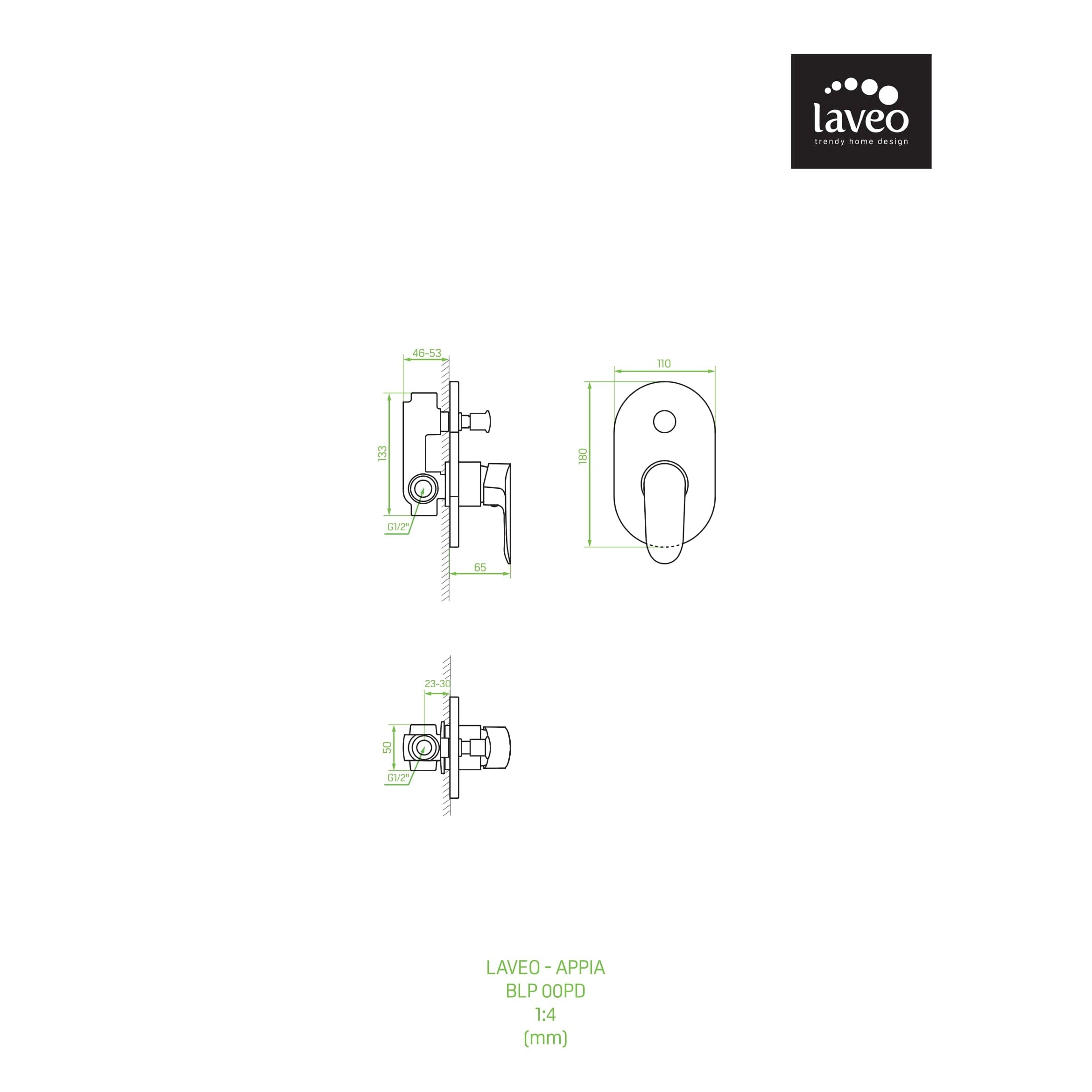 Bateria natryskowa podtynkowa z przełącznikiem Laveo Appia chrom