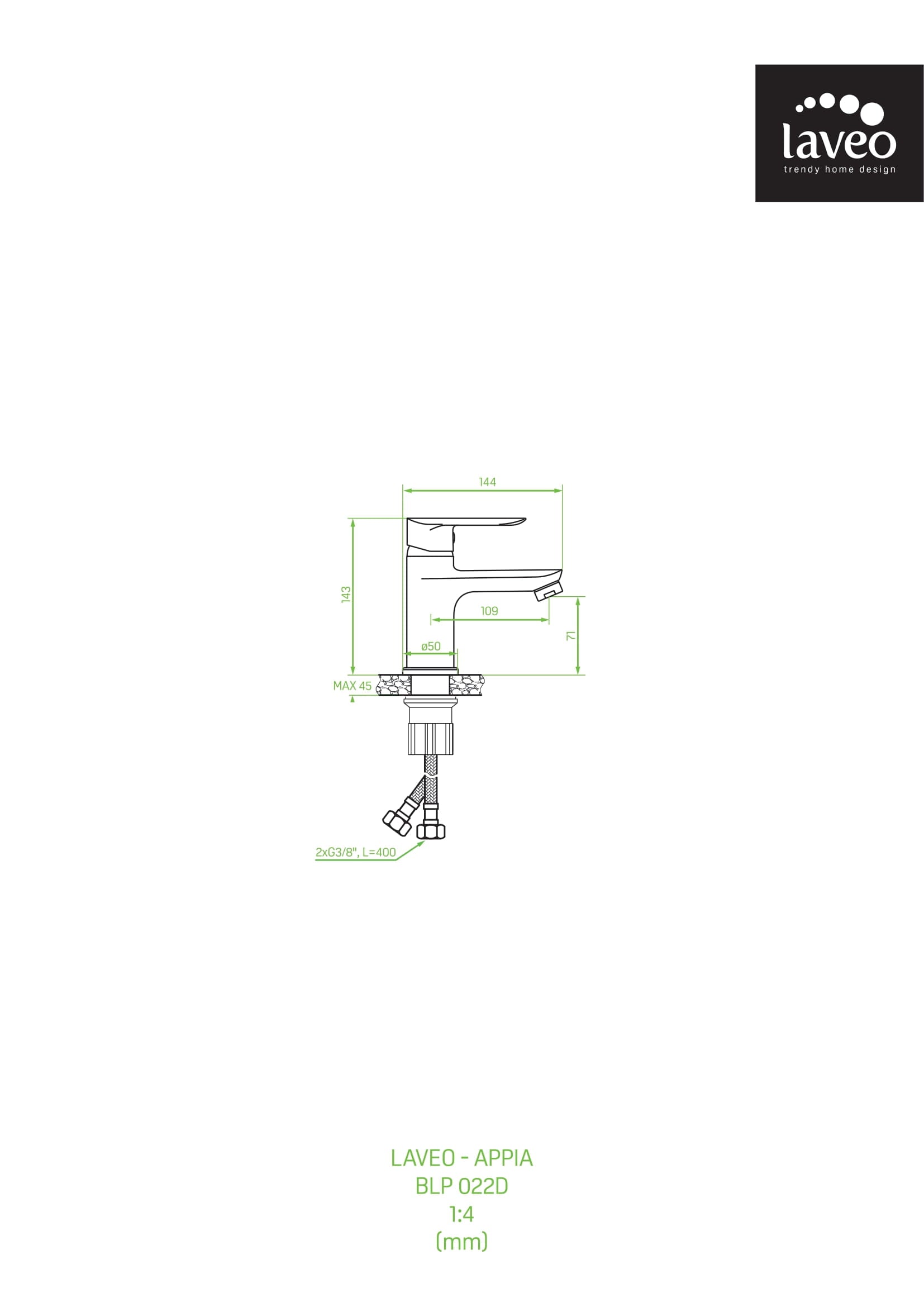 Bateria umywalkowa stojąca Laveo Appia chrom