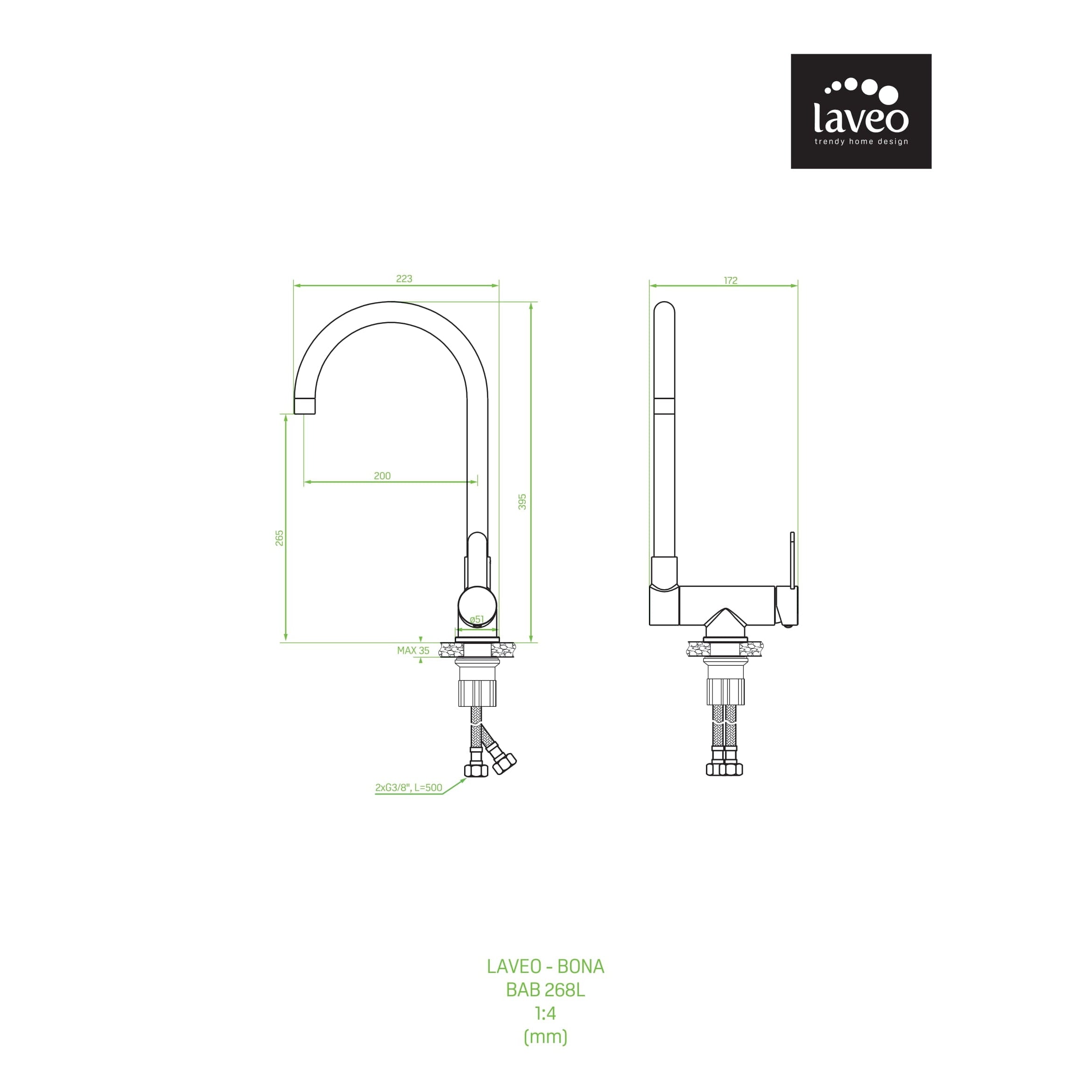 Bateria kuchenna przyokienna stojąca Laveo Bona stal
