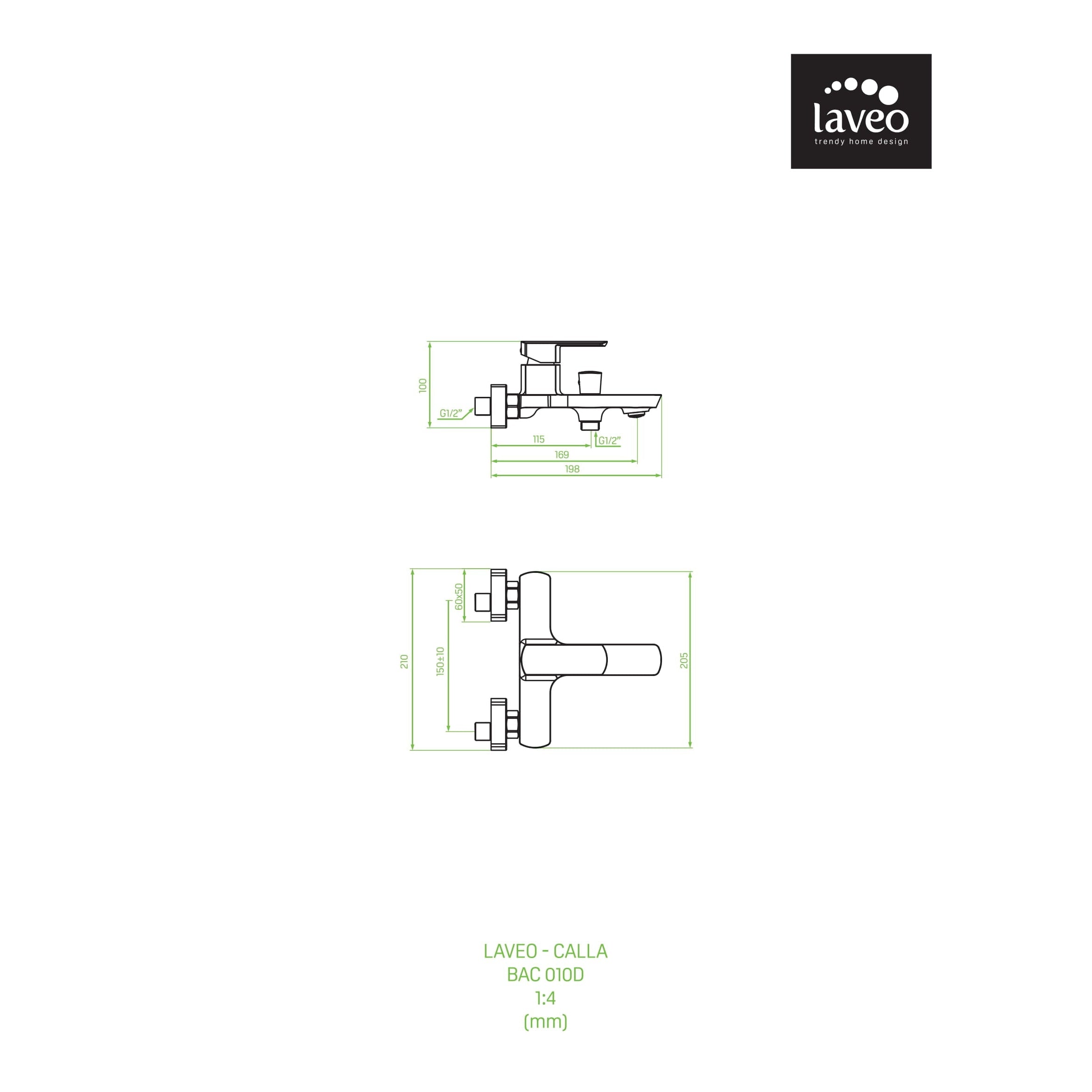 Bateria wannowa ścienna bez zestawu natryskowego Laveo Calla chrom