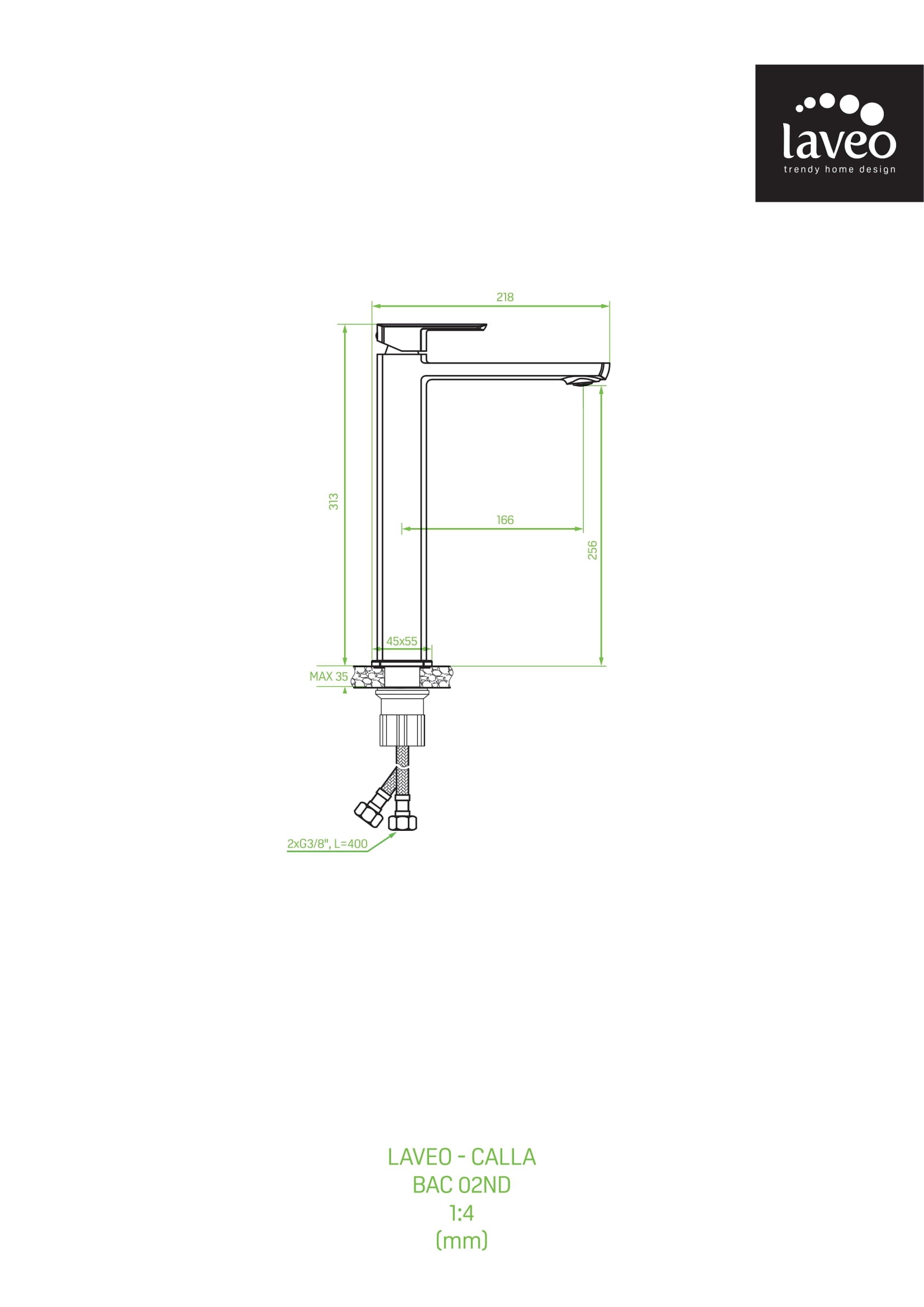 Bateria umywalkowa stojąca nablatowa Laveo Calla chrom