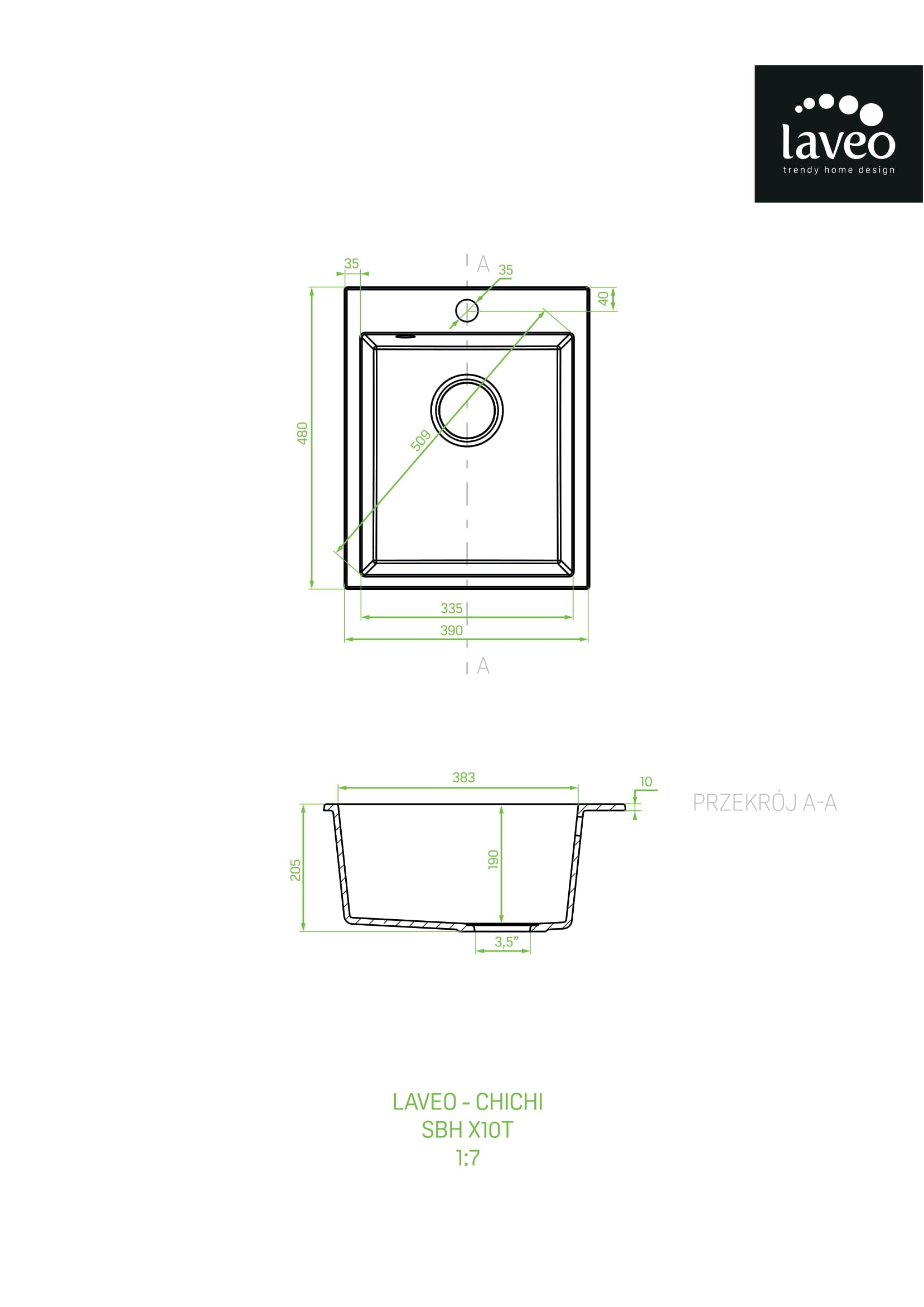 Zlewozmywak granitowy jednokomorowy Laveo Chichi