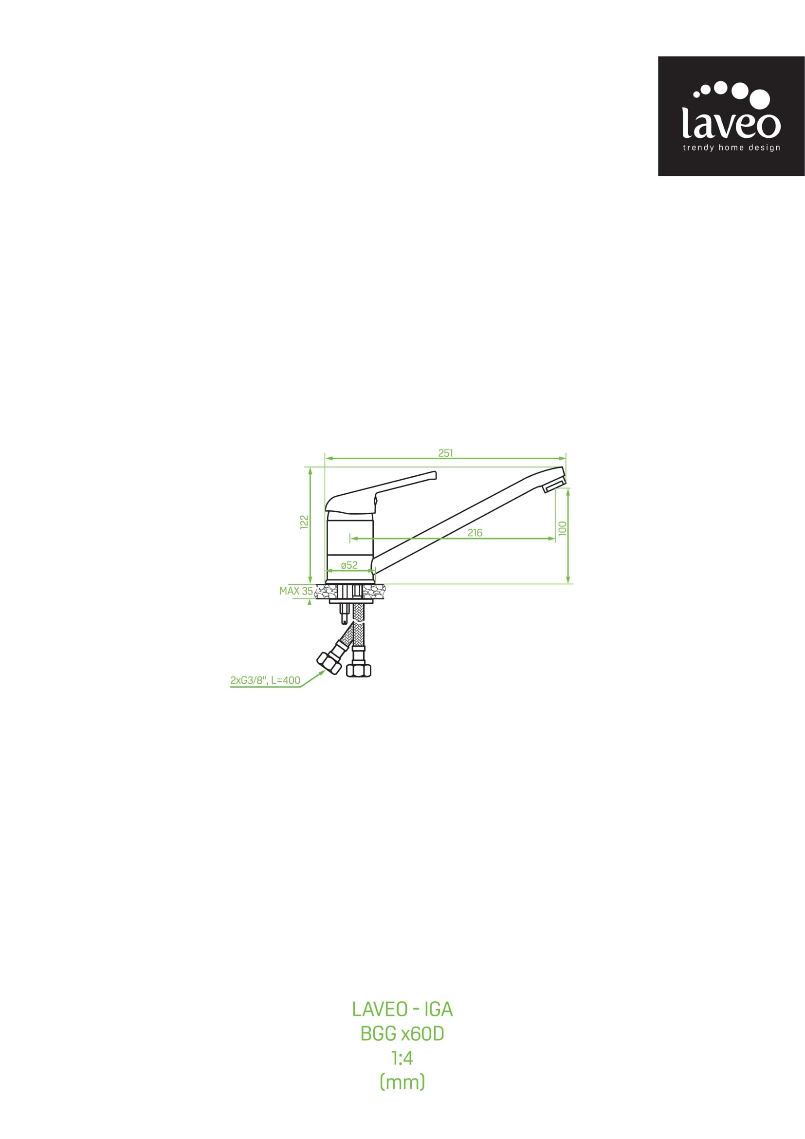Bateria kuchenna stojąca Laveo Iga