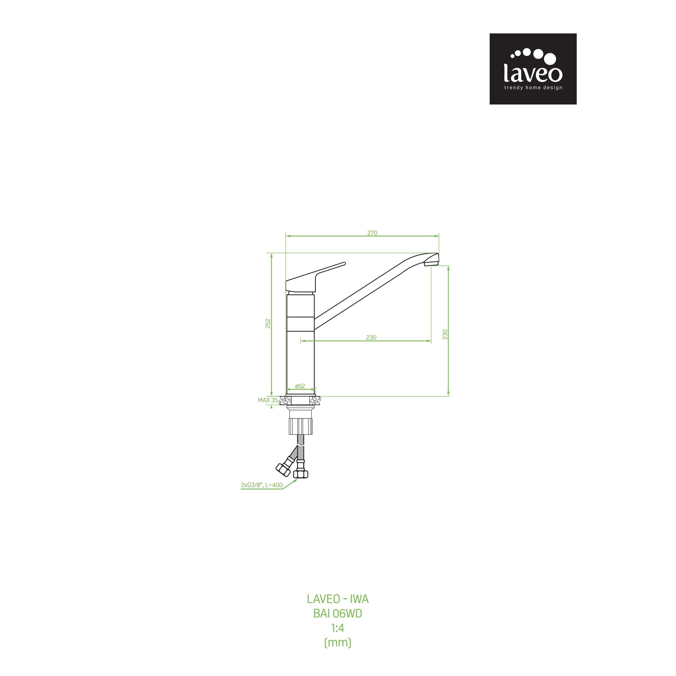 Bateria kuchenna stojąca wysoka Laveo Iwa chrom