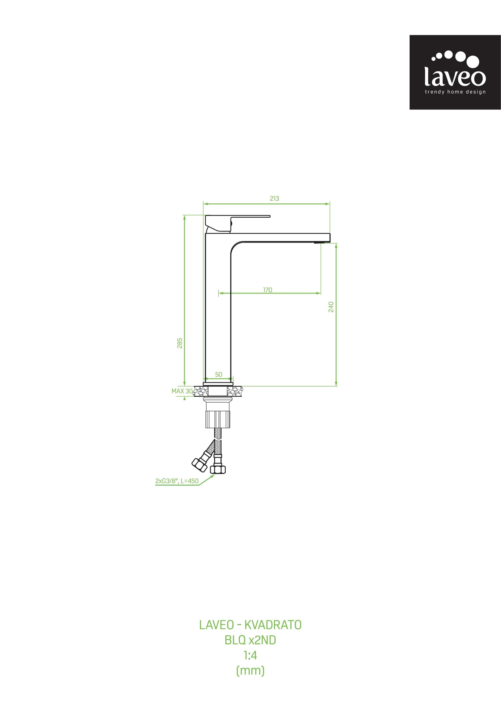Bateria umywalkowa stojąca nablatowa Laveo Kvadrato