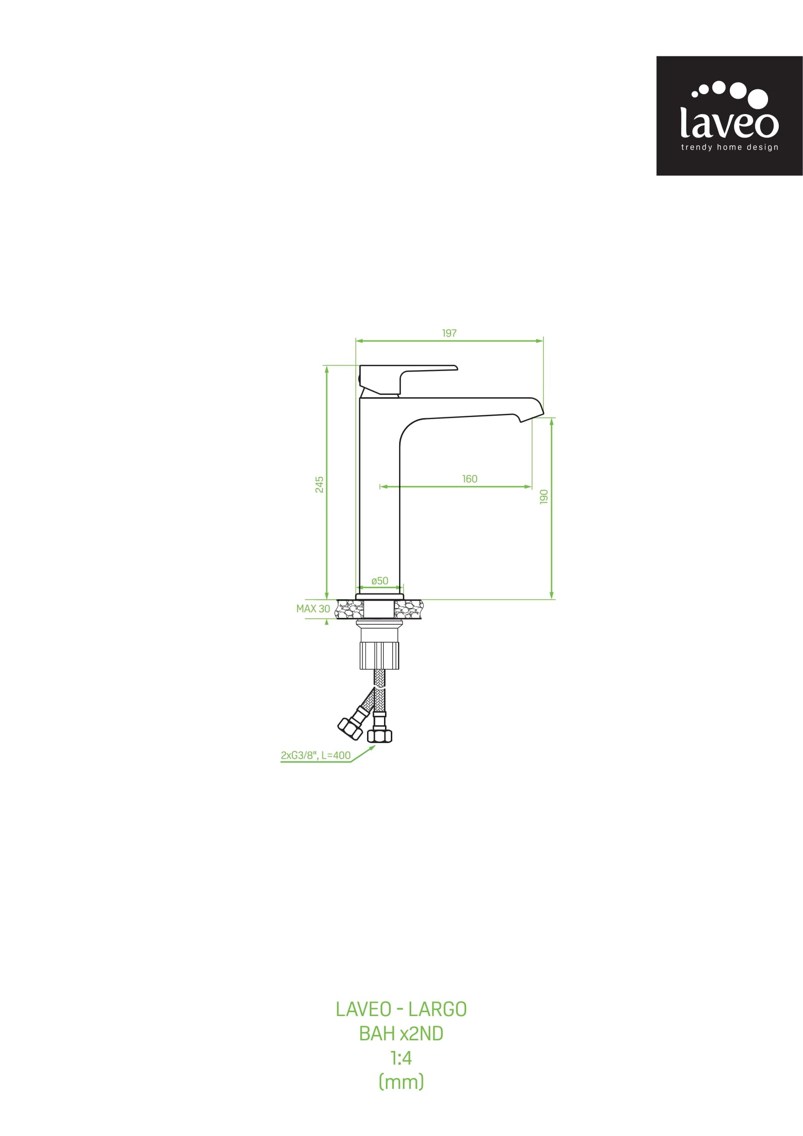 Bateria umywalkowa stojąca nablatowa Laveo Largo