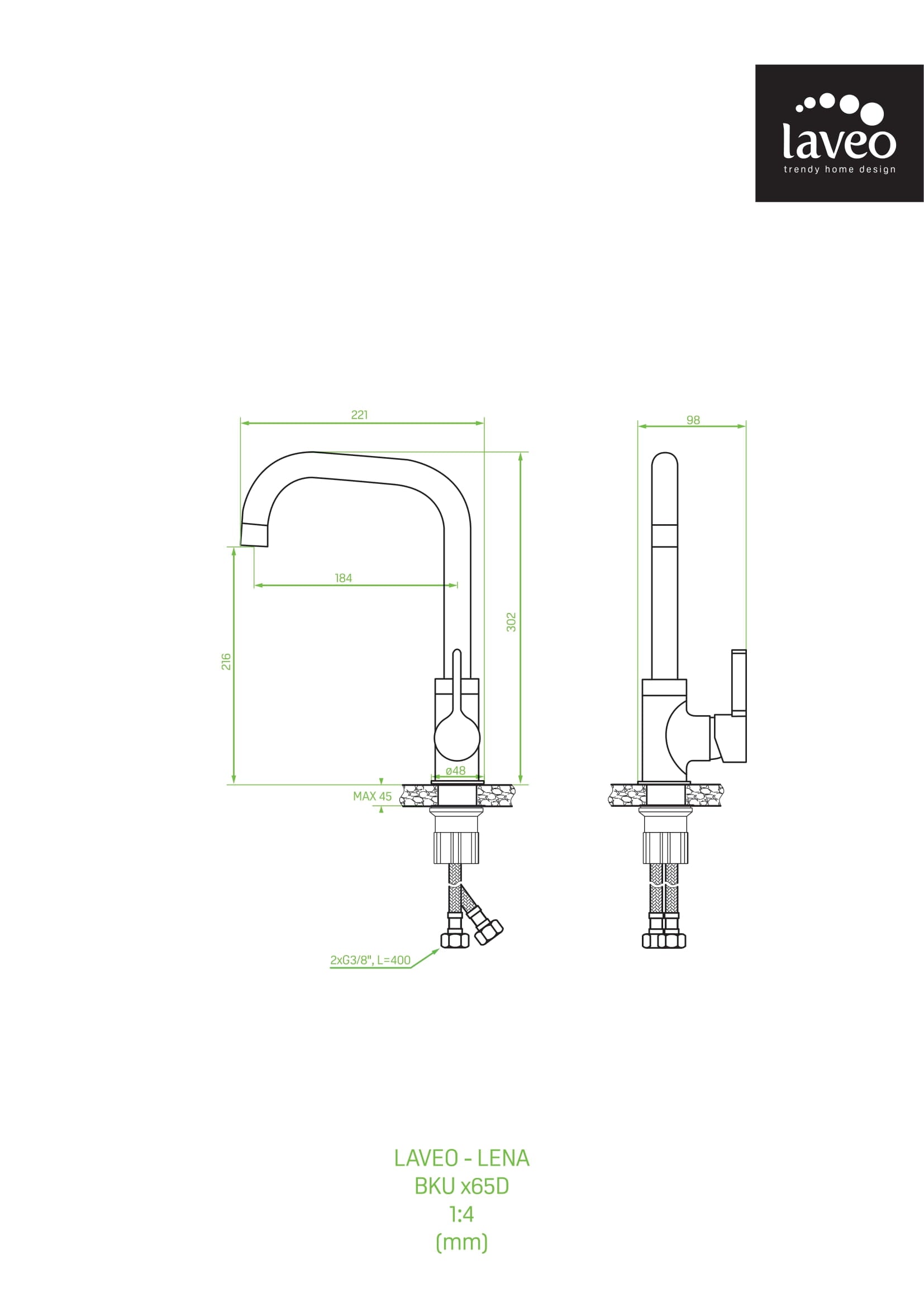Bateria kuchenna stojąca Laveo Lena