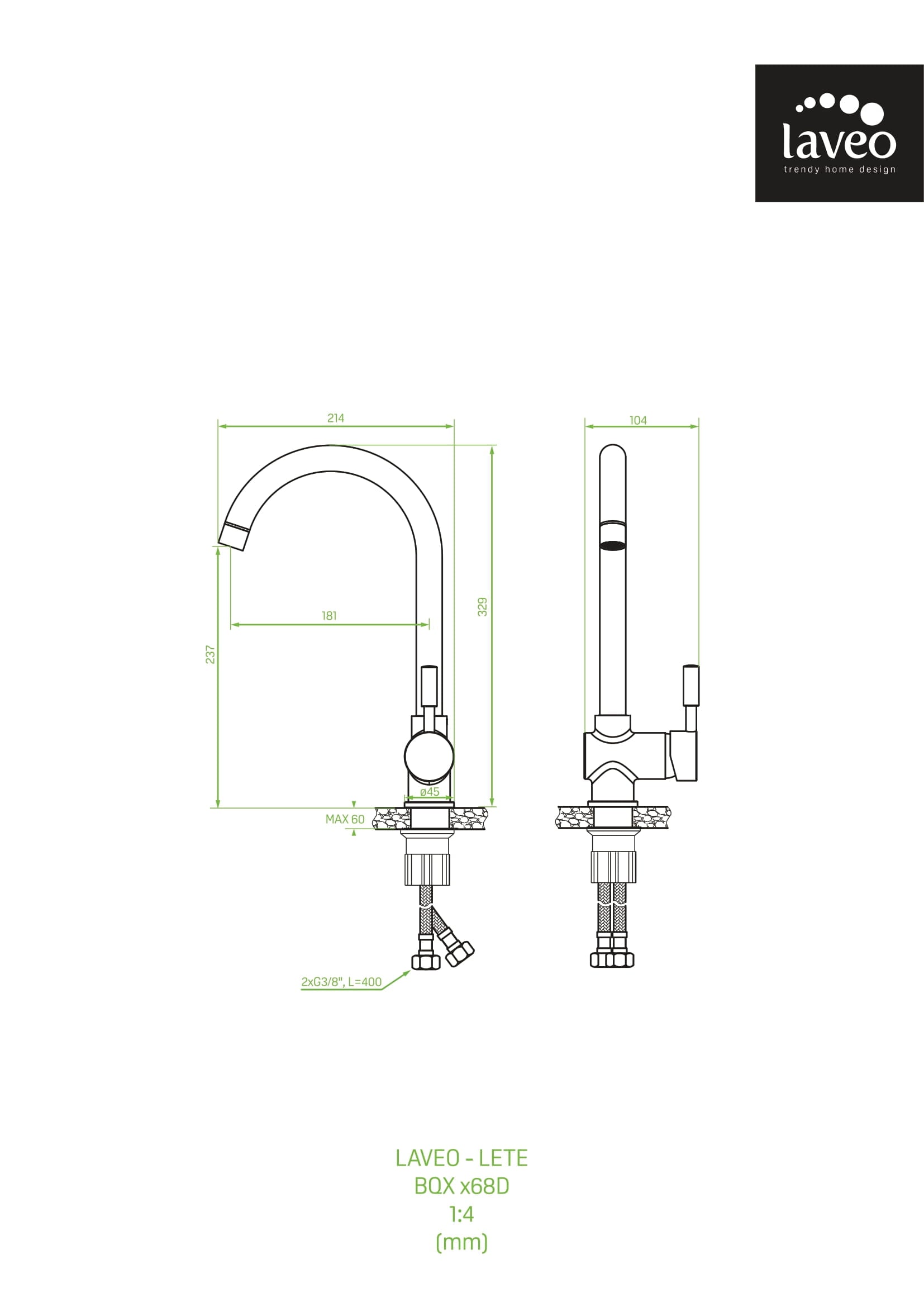 Bateria kuchenna stojąca Laveo Lete