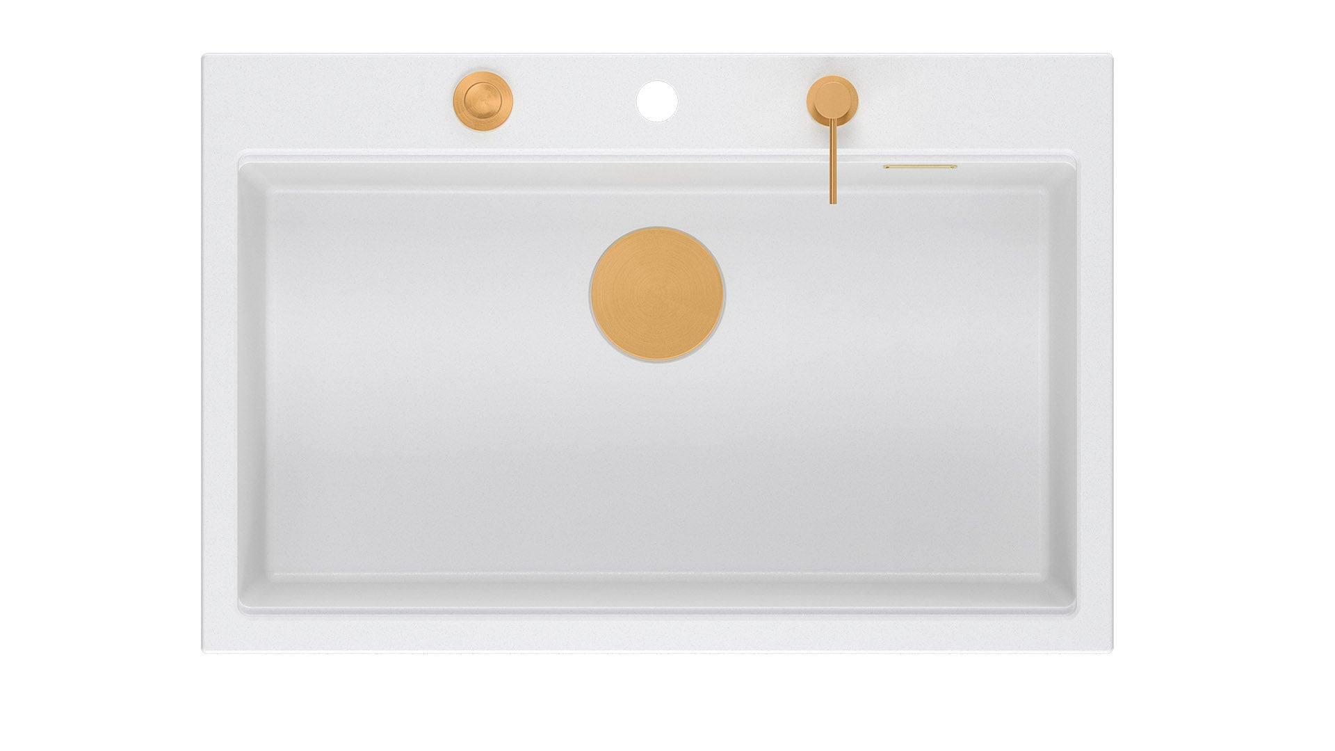 Zestaw zlewozmywak granitowy Quadron MARC biały/snow white elementy miedziane, dodatki