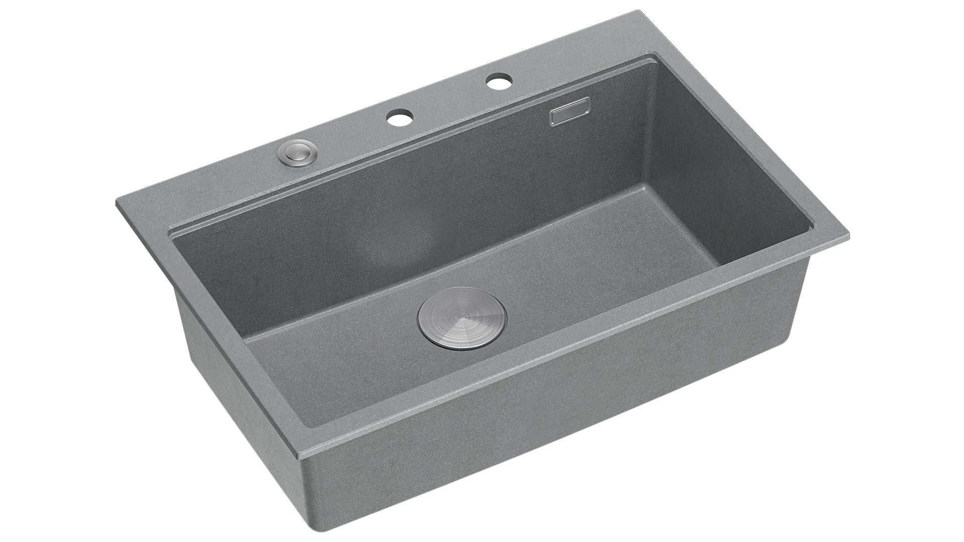 Zestaw zlewozmywak granitowy Quadron MARC szary/silver stone elementy stalowe dodatki