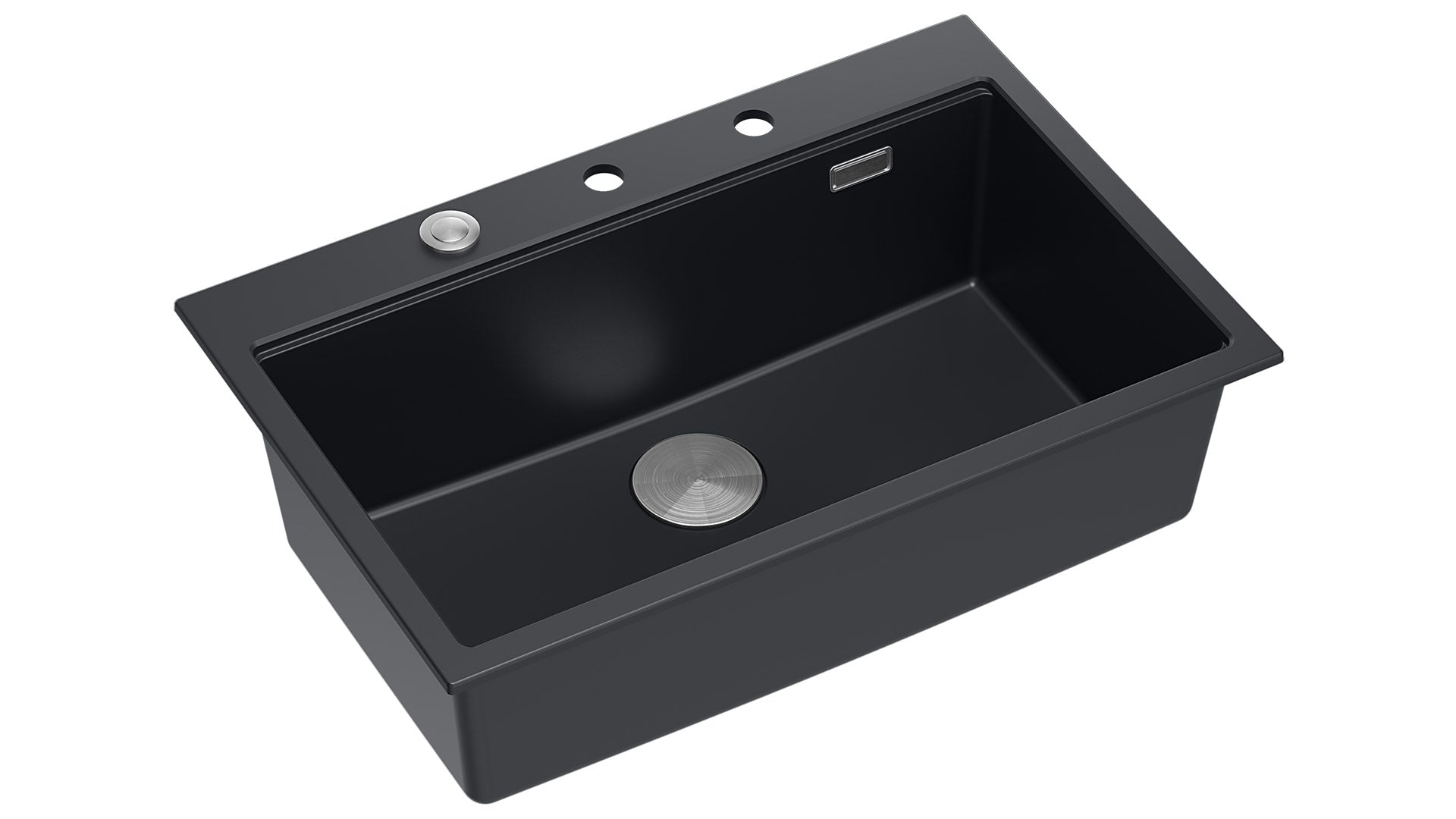 Zestaw zlewozmywak granitowy Quadron MARC czarny/pure carbon elementy stalowe dodatki