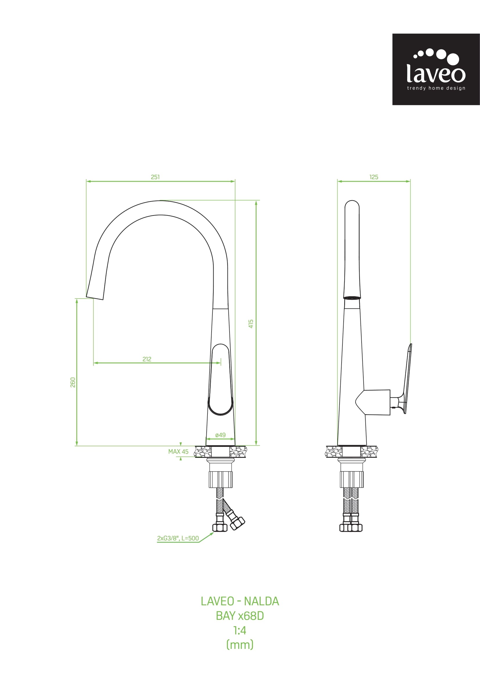 Bateria kuchenna stojąca Laveo Nalda