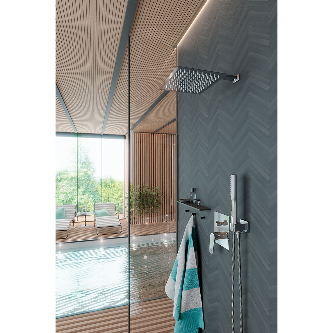 Bateria natryskowa podtynkowa z zestawem Laveo Plato chrom