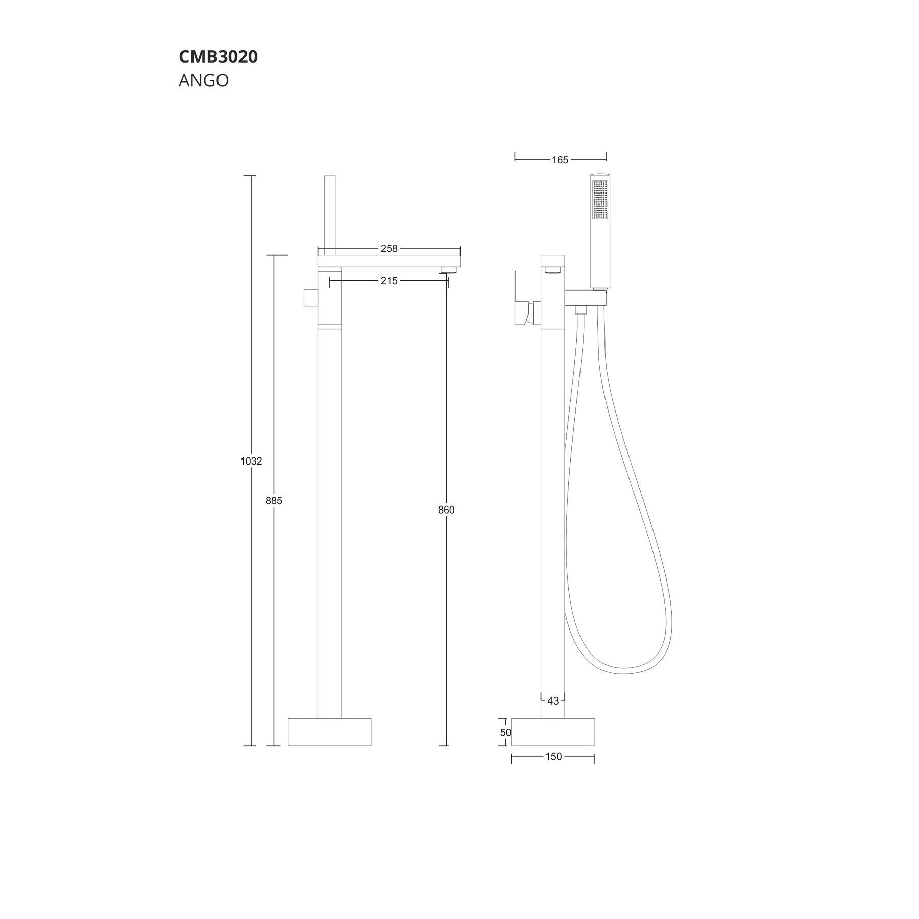 Bateria wannowa wolnostojąca Corsan CMB3020 Ango