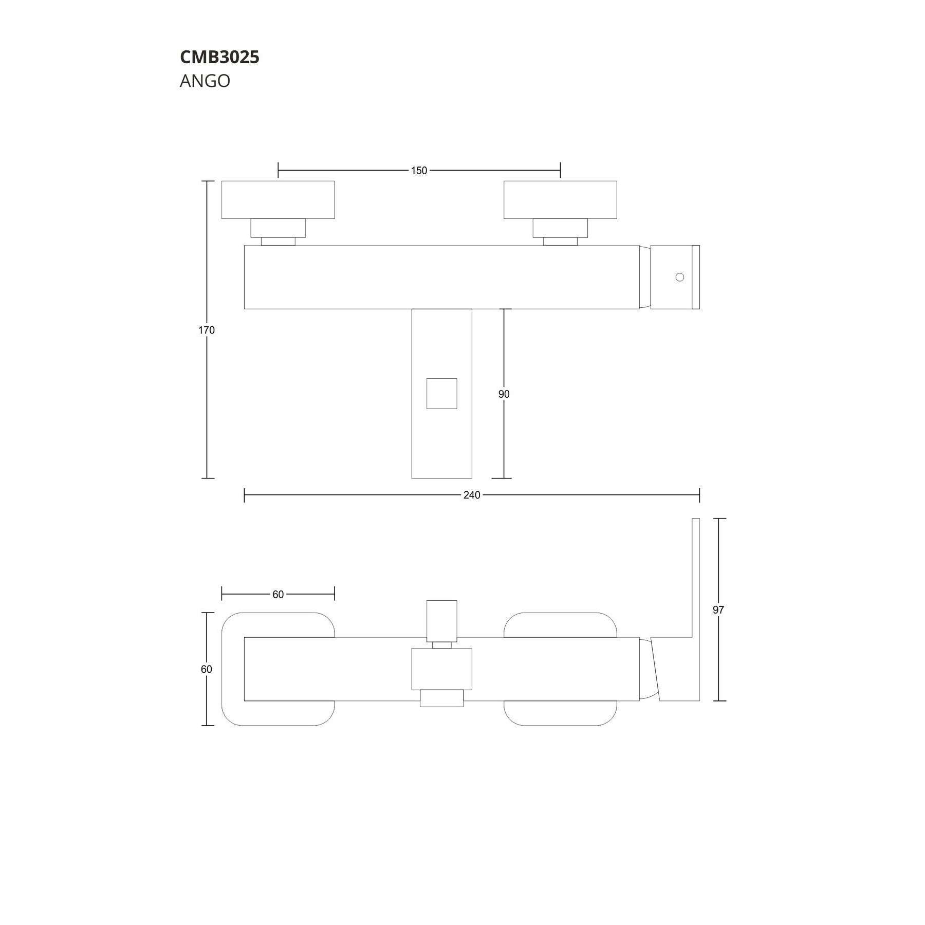 Bateria wannowo-prysznicowa CMB3025 Ango