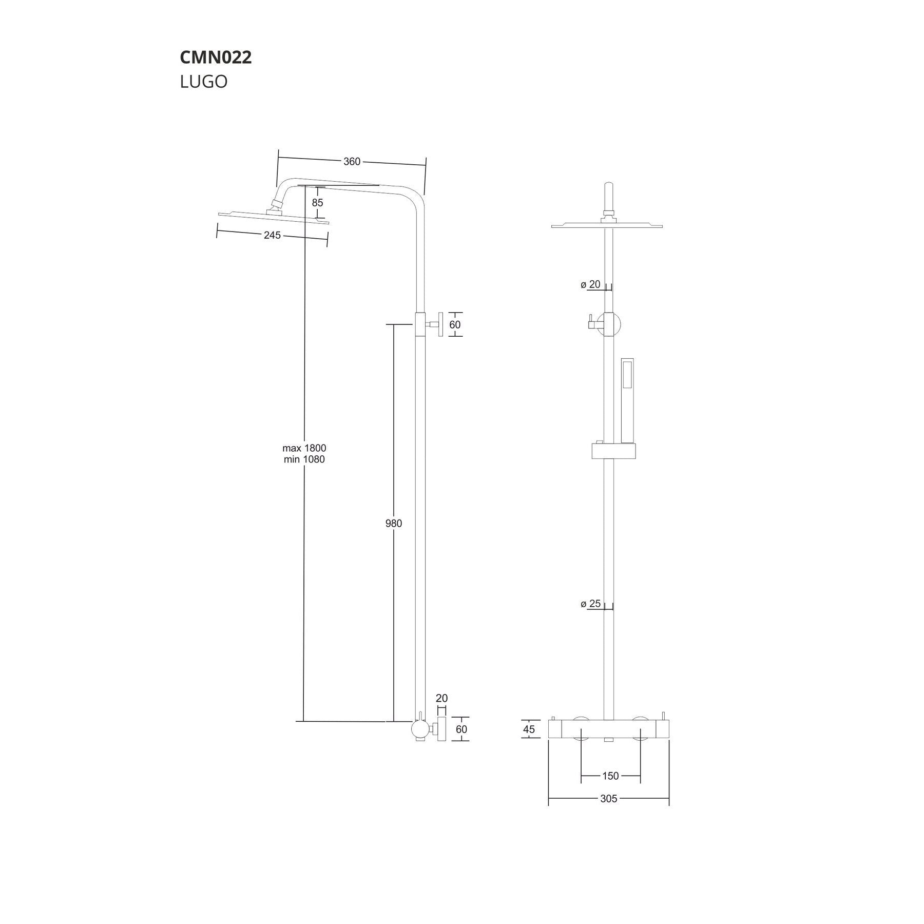 Kolumna prysznicowa Corsan Lugo CMN022 / CMN025