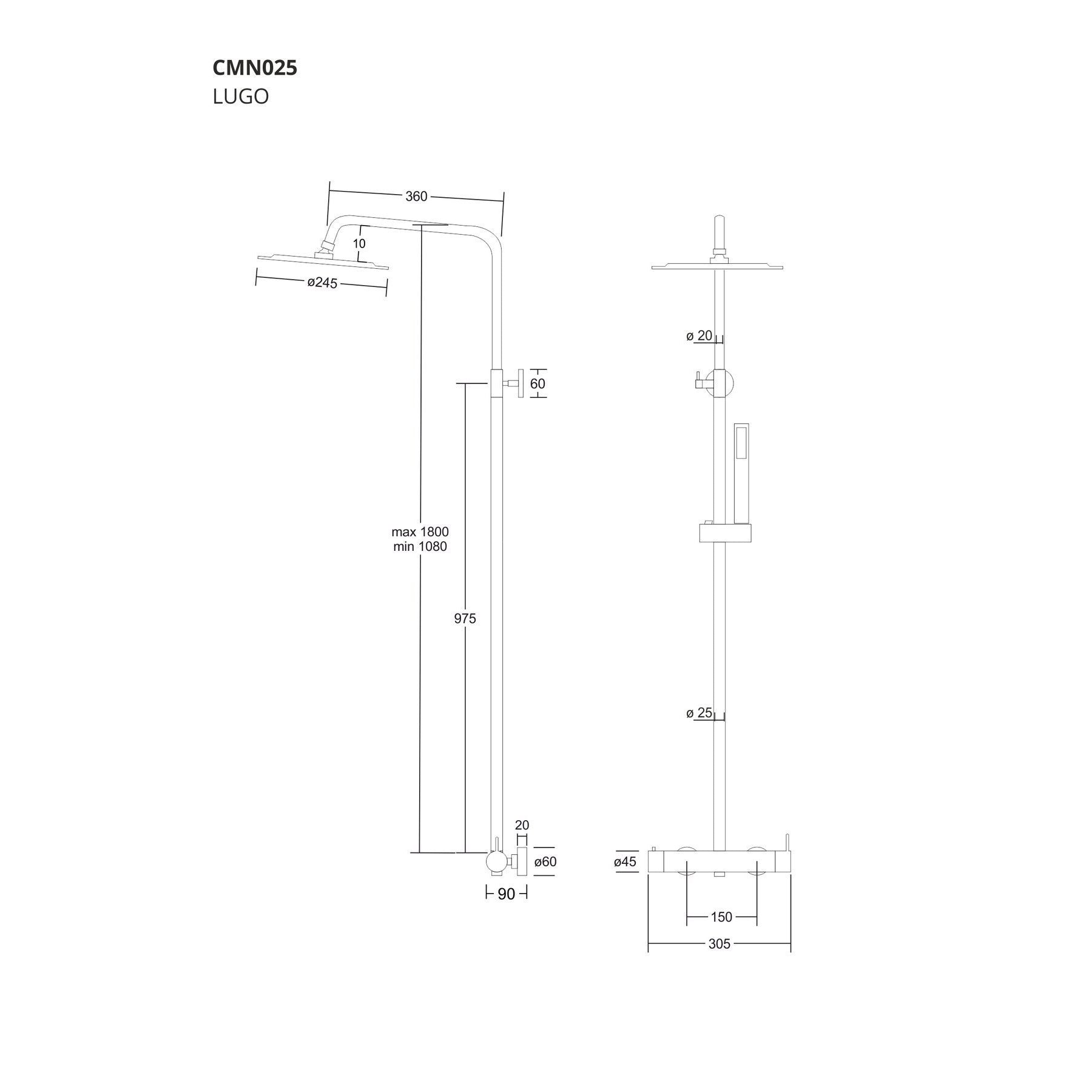 Kolumna prysznicowa Corsan Lugo CMN022 / CMN025