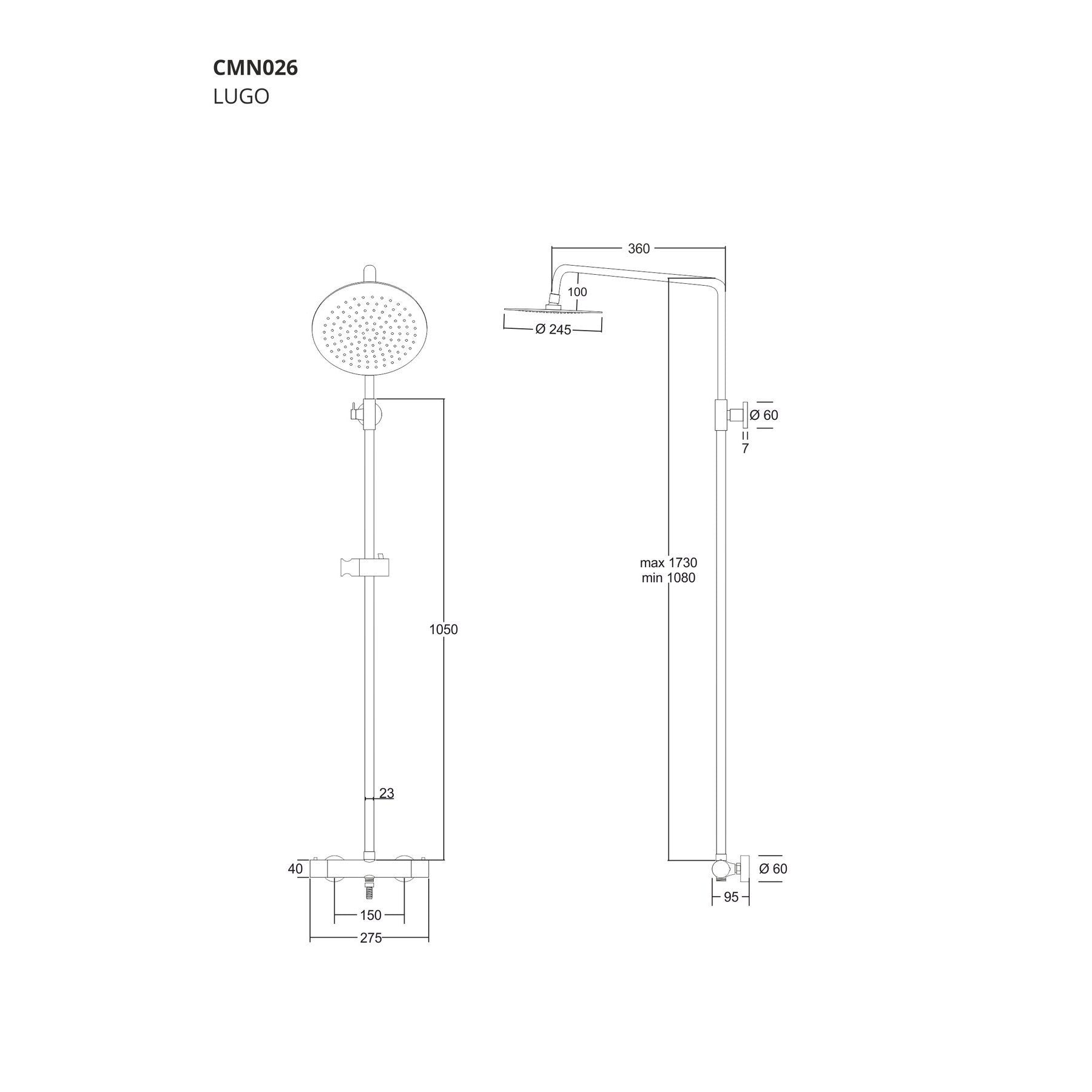 Kolumna prysznicowa Corsan Lugo CMN023 / CMN026 z termostatem