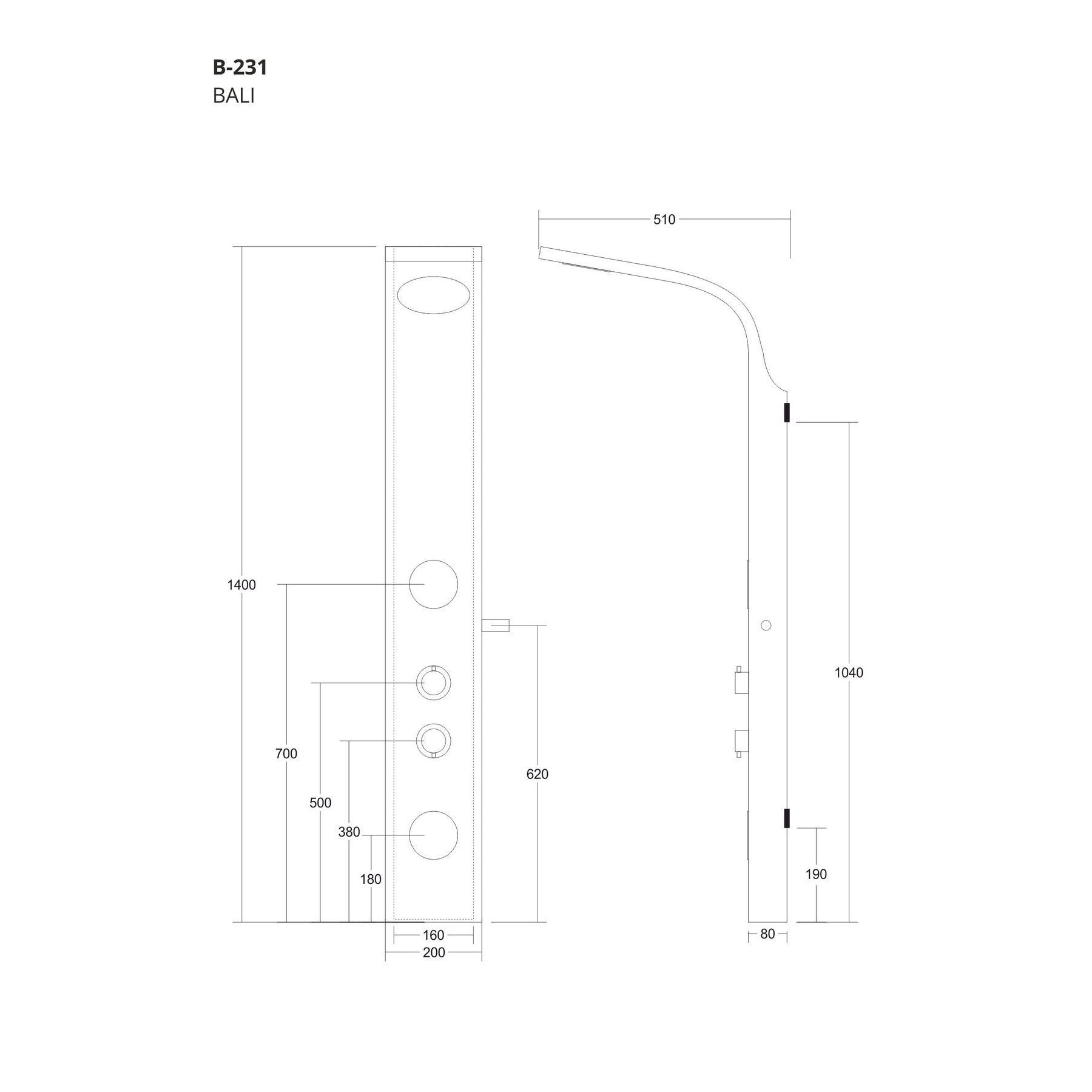 Panel prysznicowy Corsan Bali B231 z termostatem