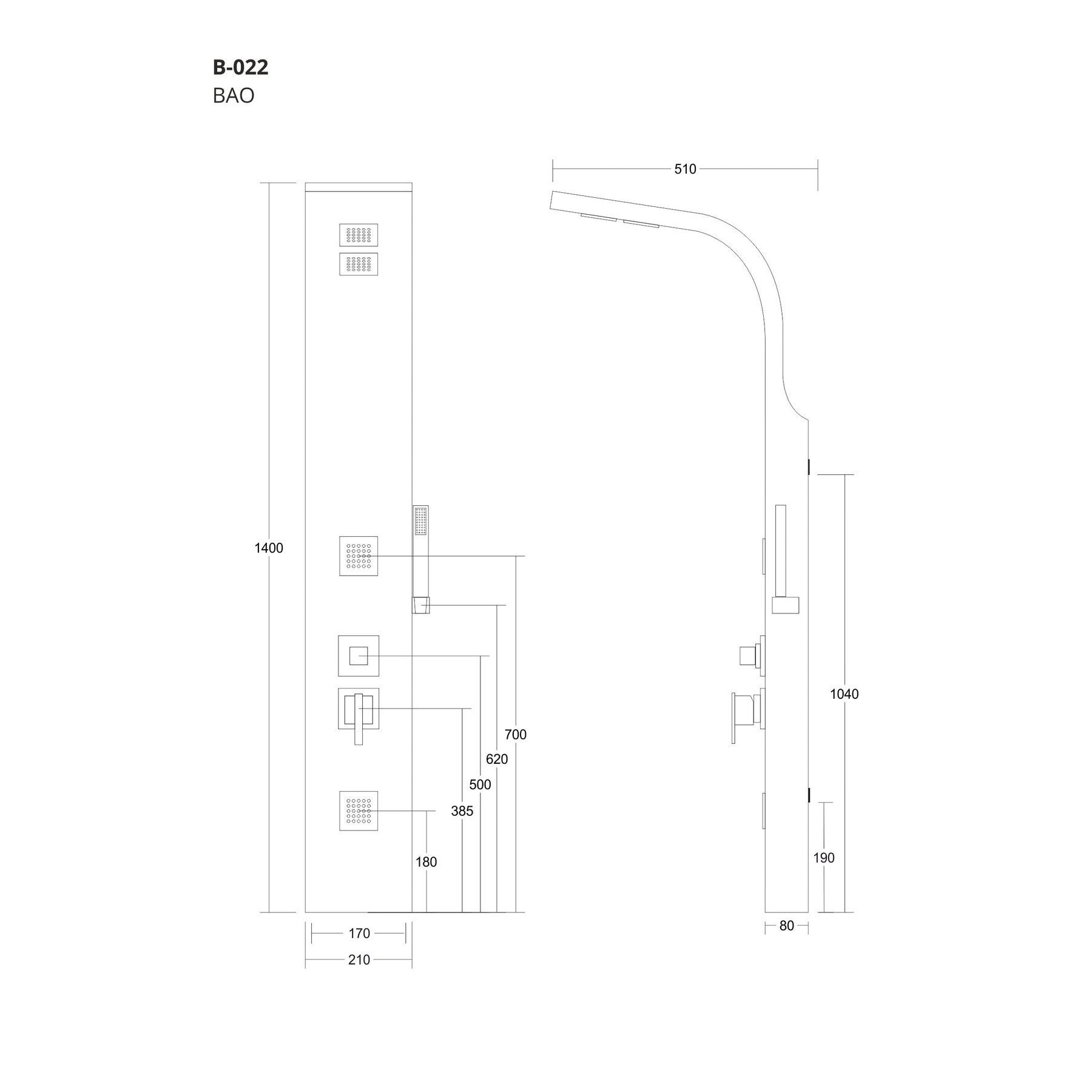 Panel prysznicowy Corsan Bao B022 z termostatem