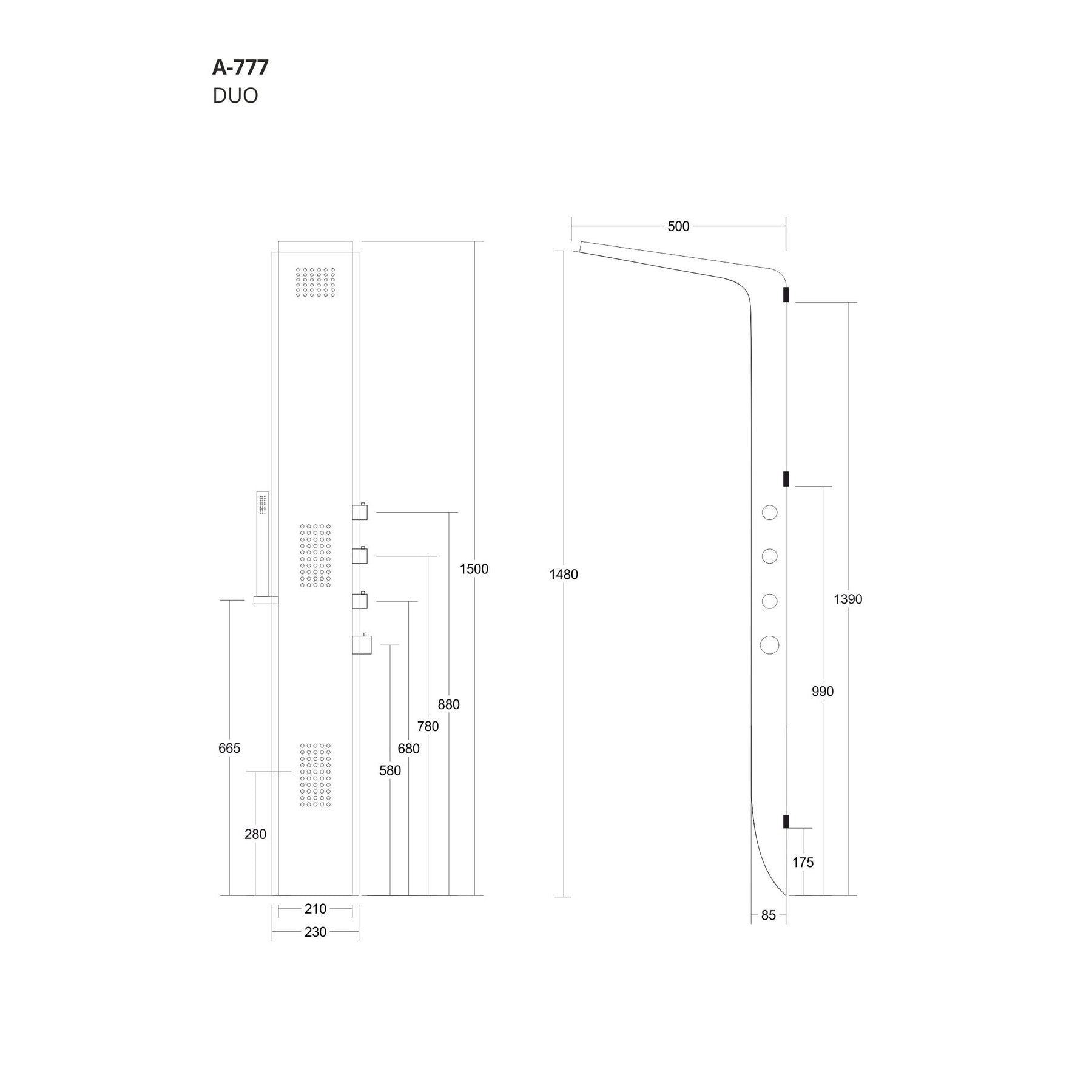 Panel prysznicowy Corsan Duo A777
