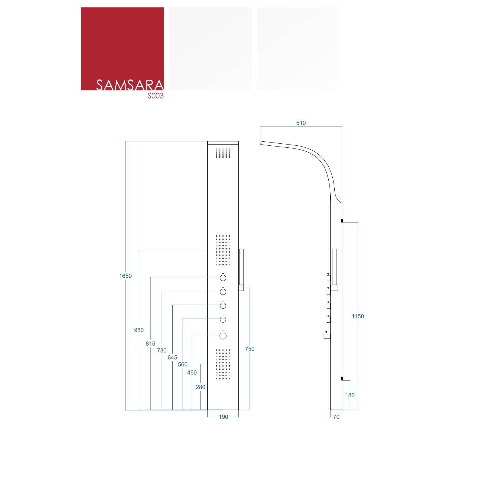 Panel prysznicowy Corsan Samsara S003 z termostatem i opcją wylewki