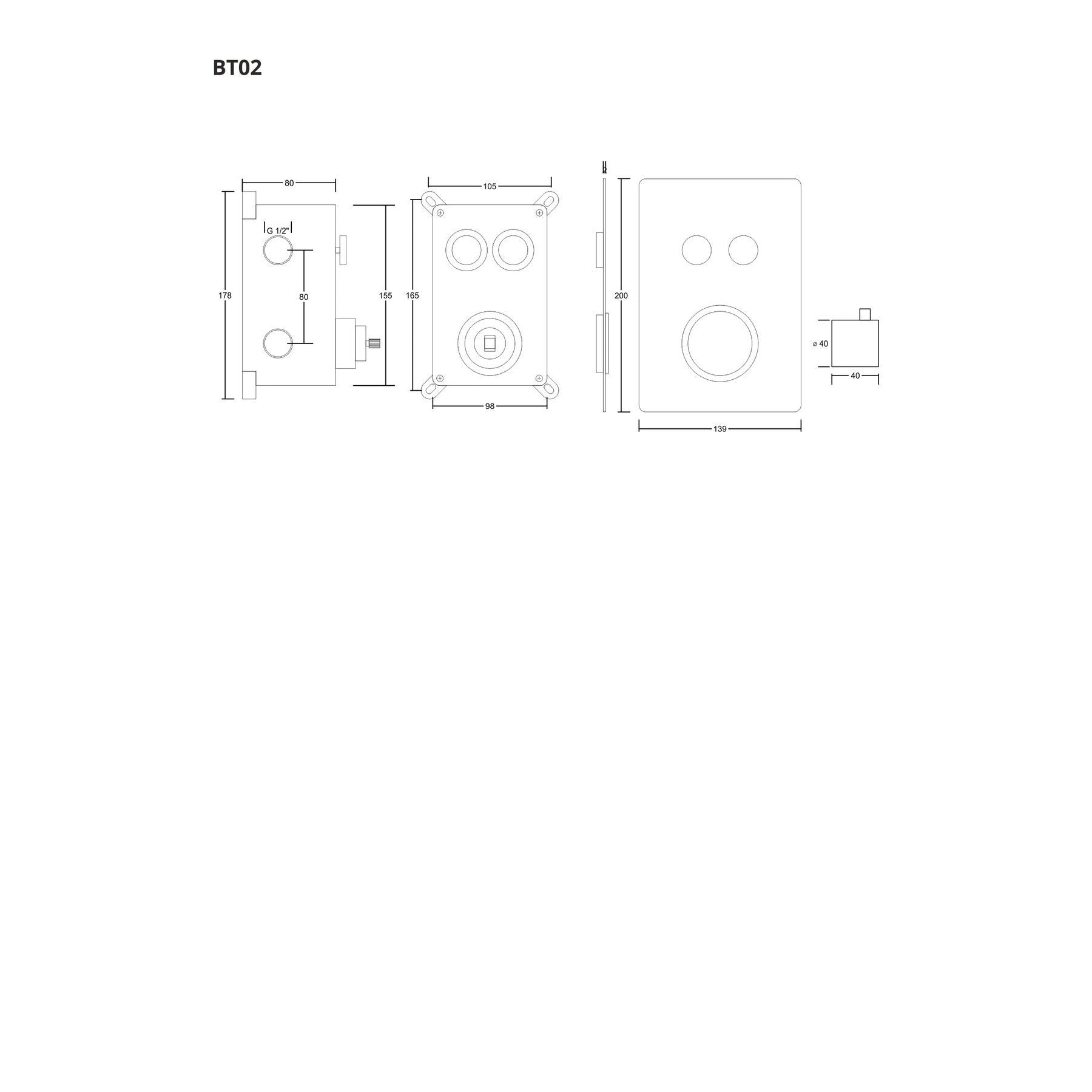 Bateria prysznicowa podtynkowa Corsan BT02
