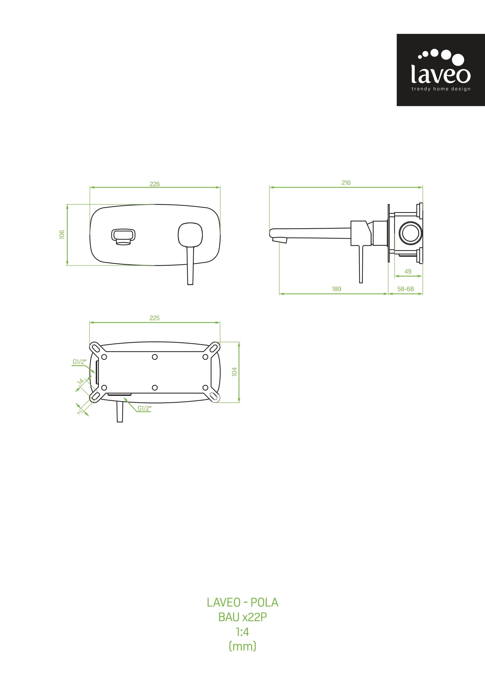 Bateria umywalkowa podtynkowa Laveo Pola