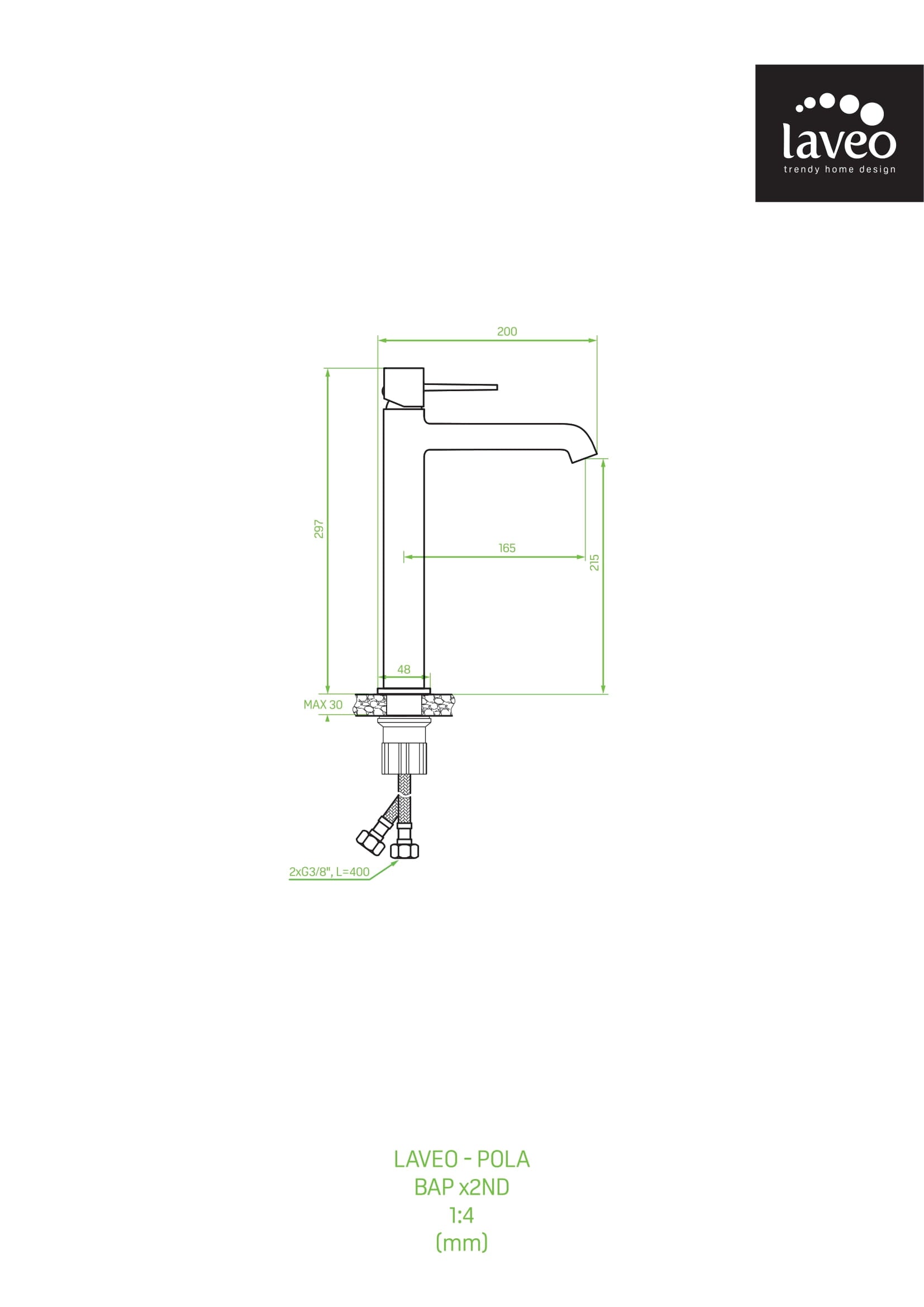 Bateria umywalkowa stojąca nablatowa Laveo Pola