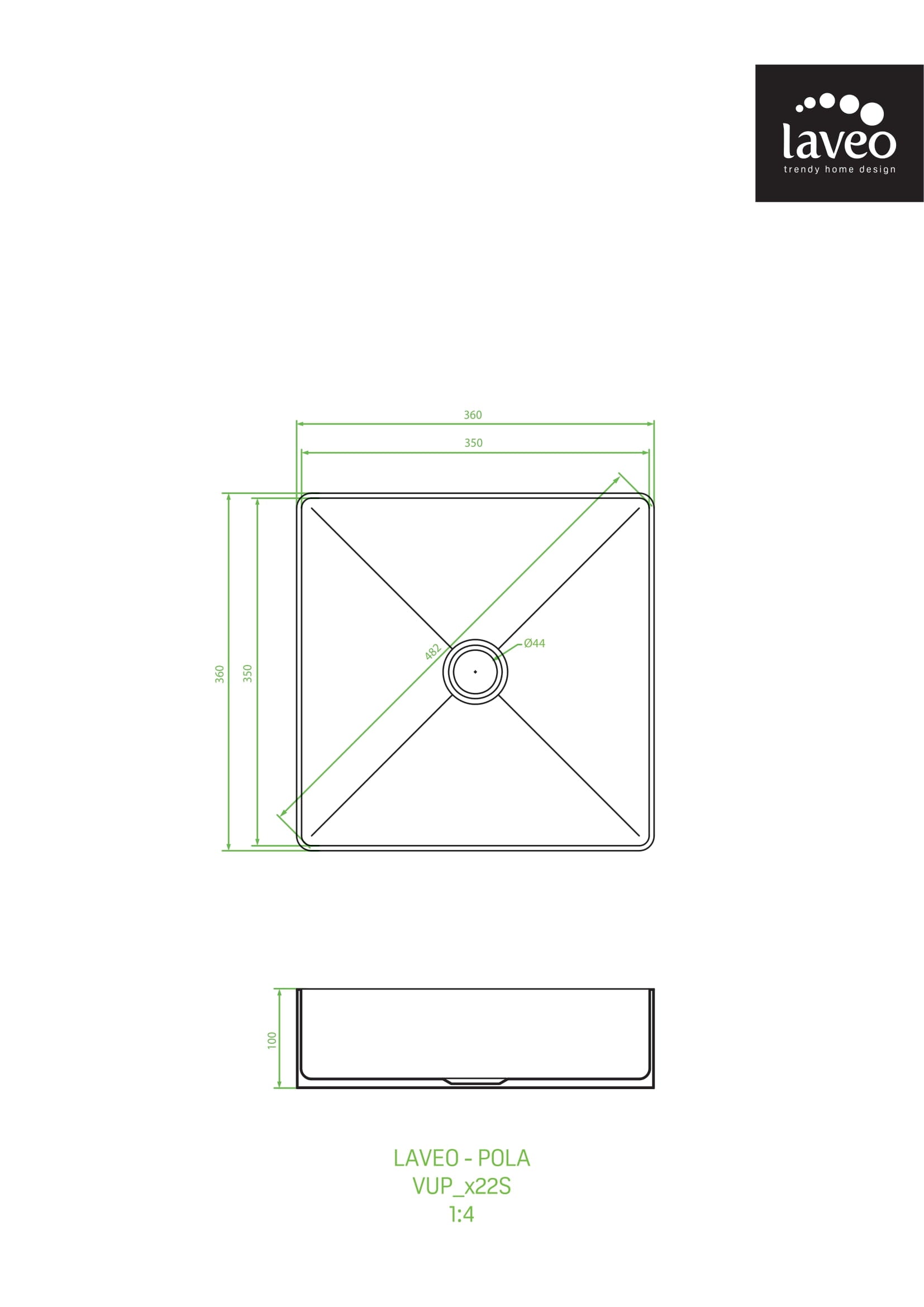Umywalka nablatowa stalowa z korkiem klik-klak Laveo Pola