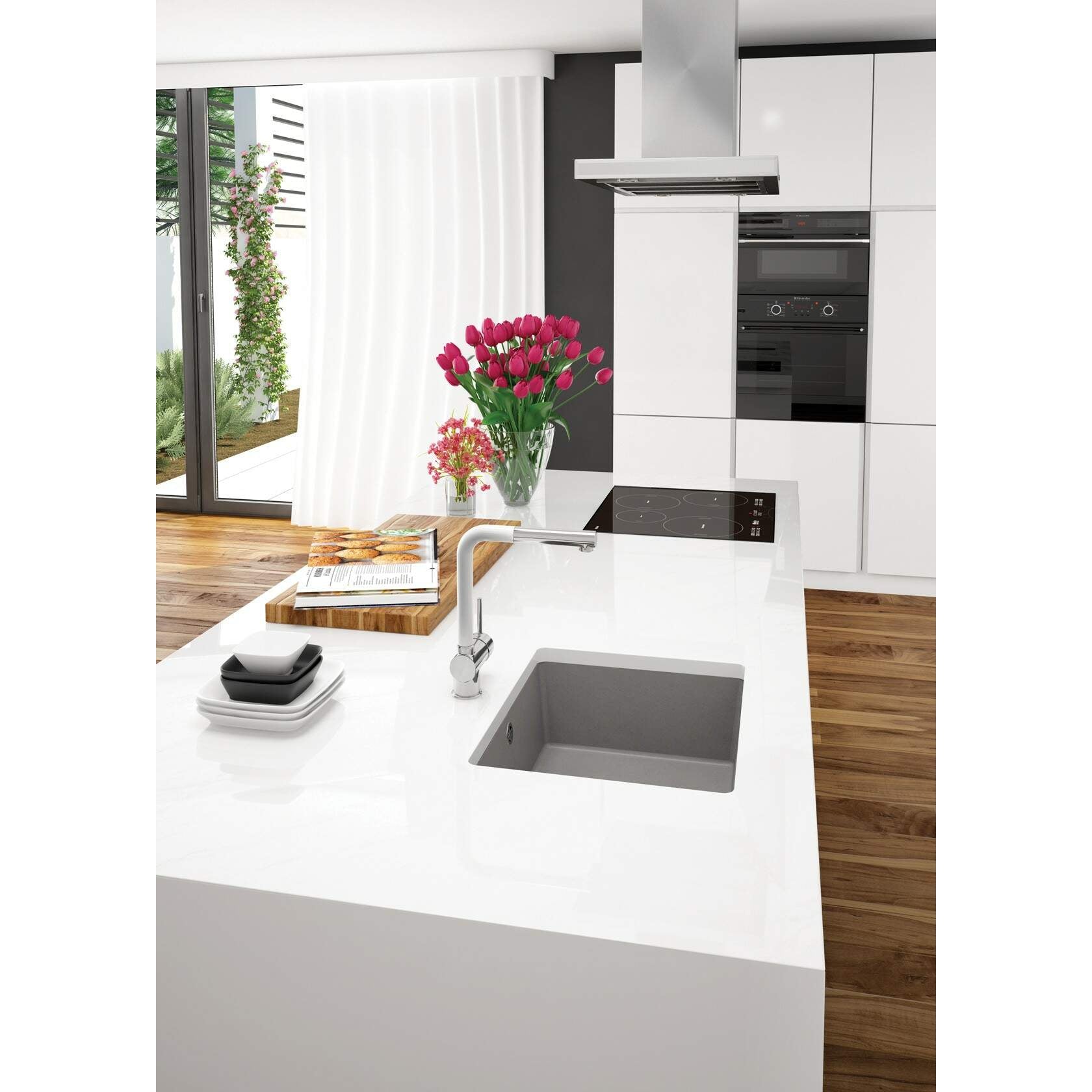 Zlewozmywak granitowy 1-komorowy podwieszany Deante Corda ZQA_S10C 3