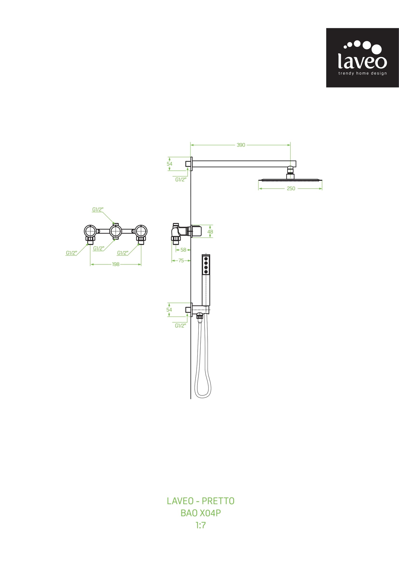 Bateria natryskowa podtynkowa Laveo Pretto