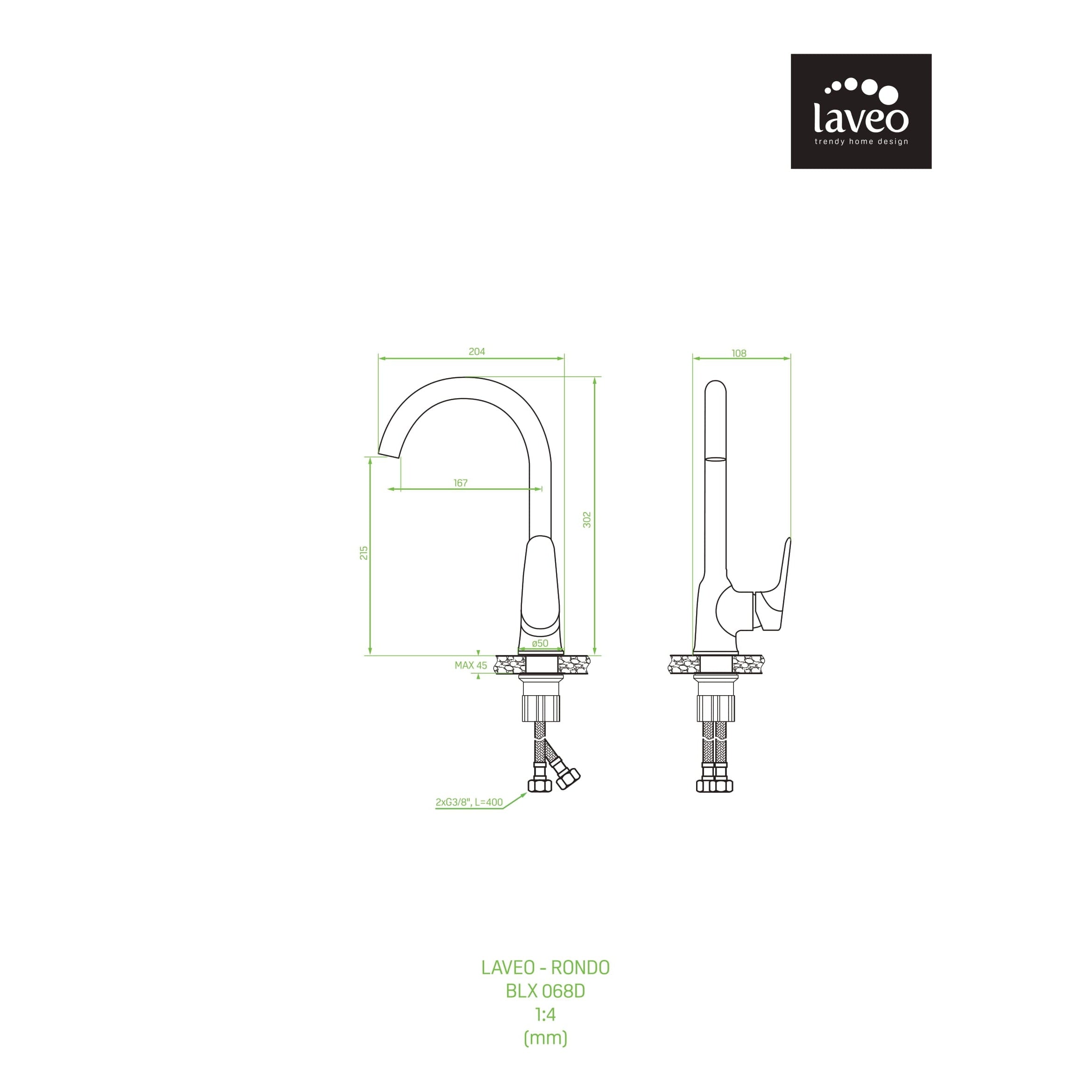 Bateria kuchenna stojąca Laveo Rondo chrom