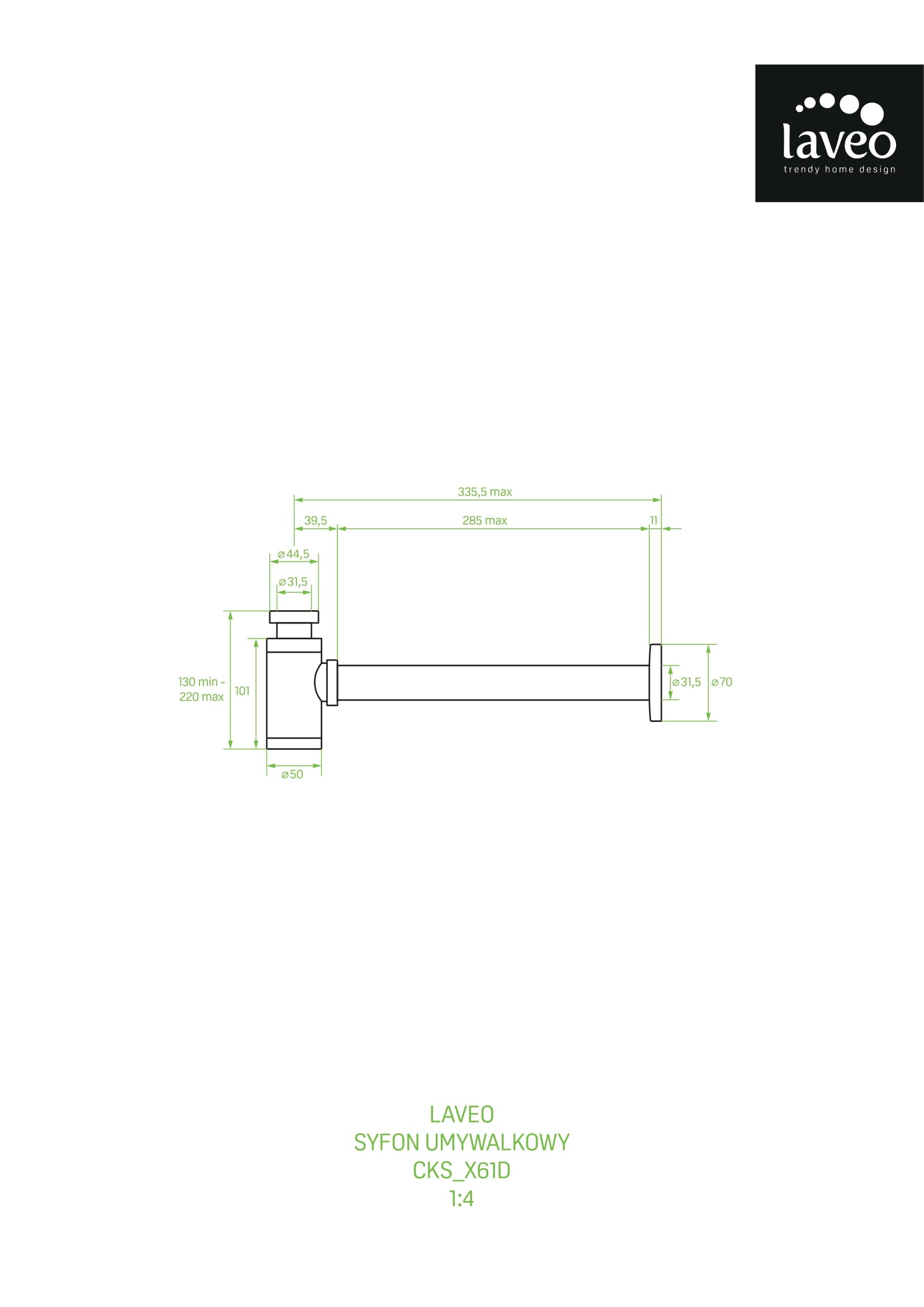 Syfon łazienkowy okrągły Laveo