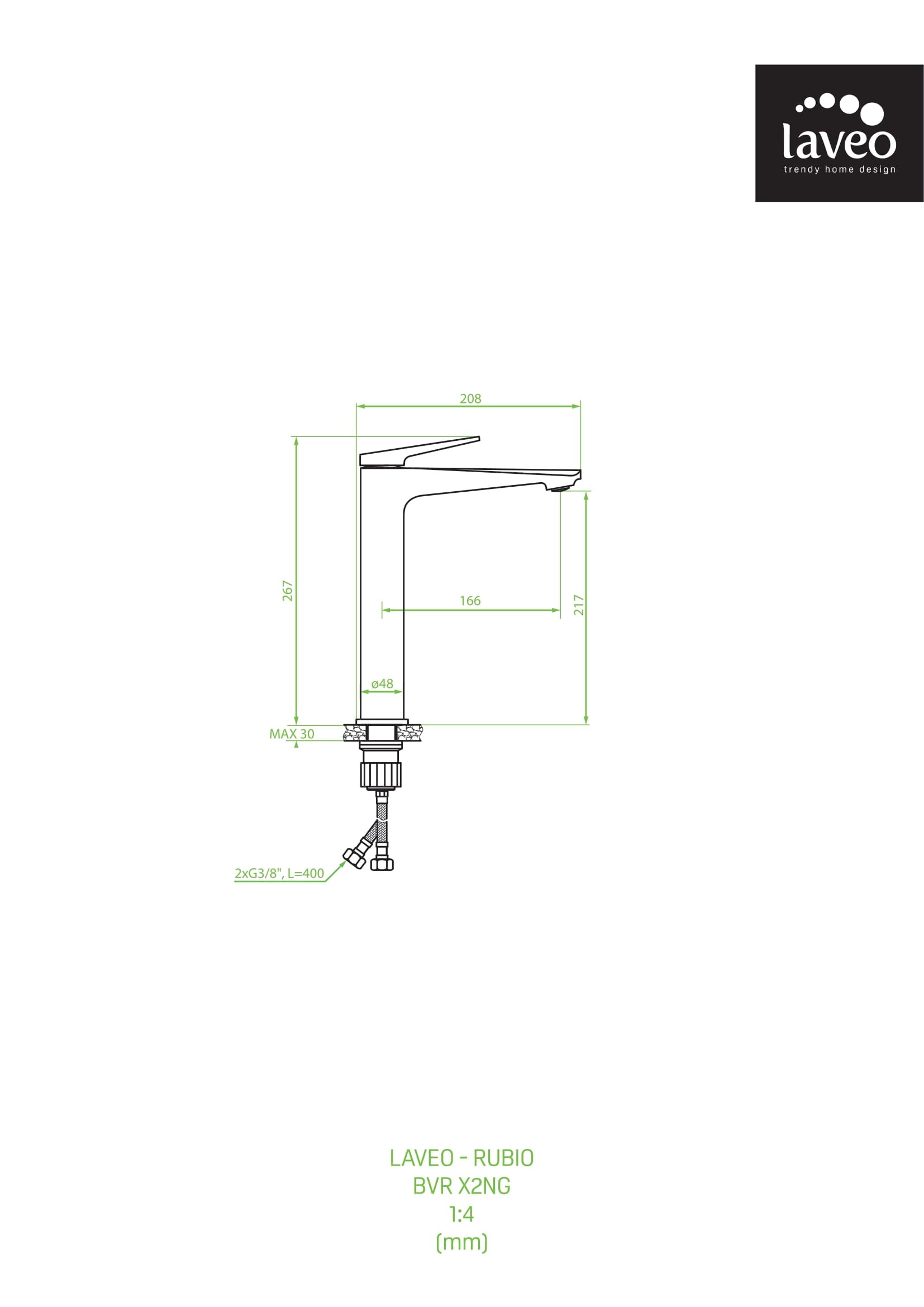 Bateria umywalkowa stojąca nablatowa Laveo Rubio