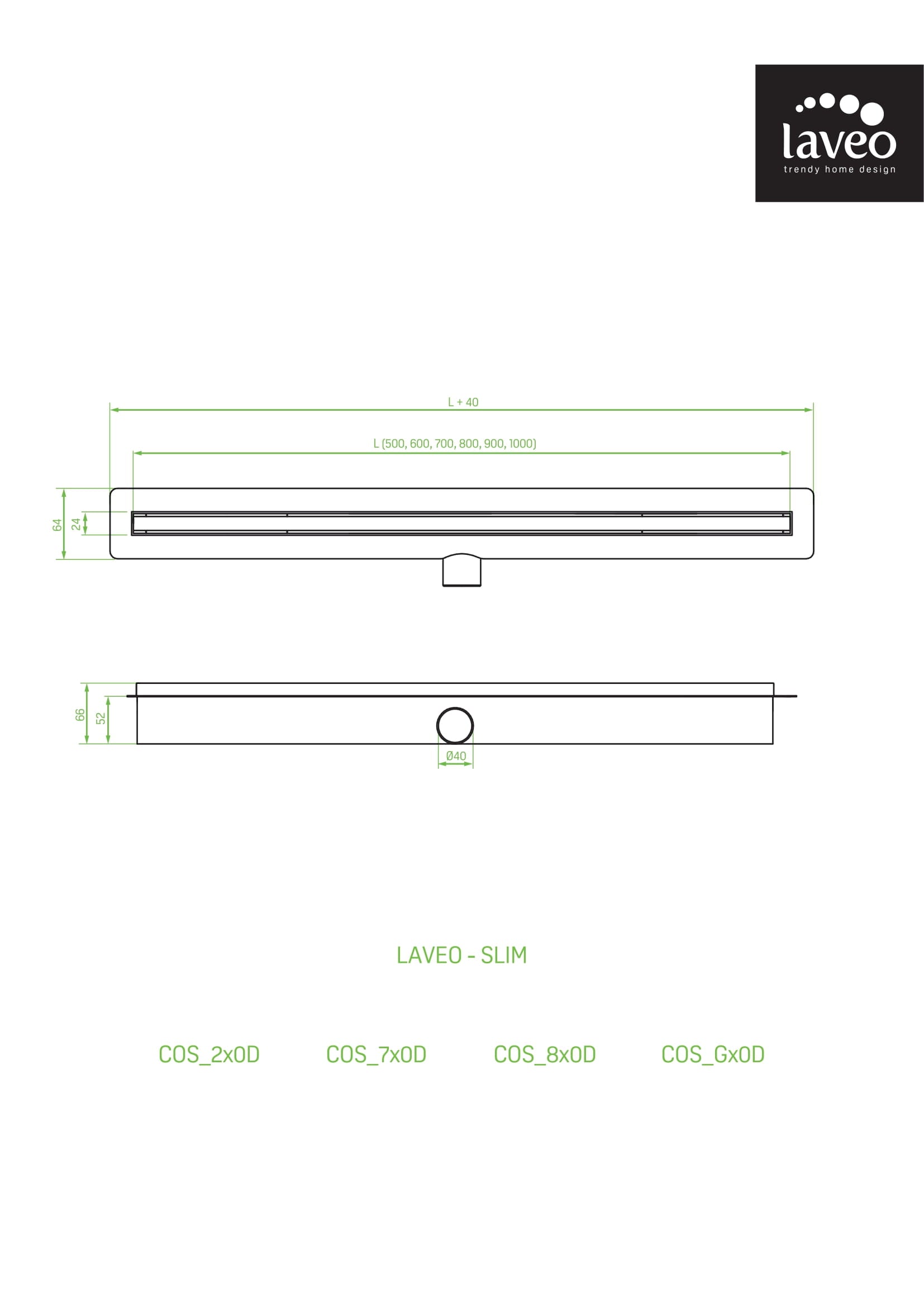 Odpływ liniowy 50 cm Laveo Slim