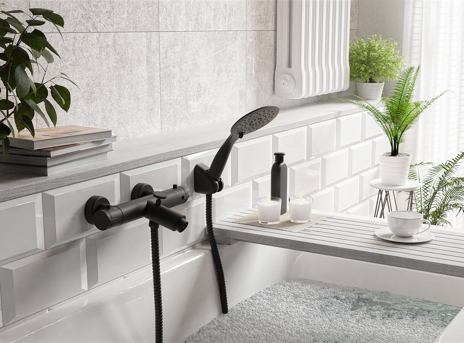 Bateria wannowa ścienna termostatyczna bez zestawu natryskowego Laveo Termico