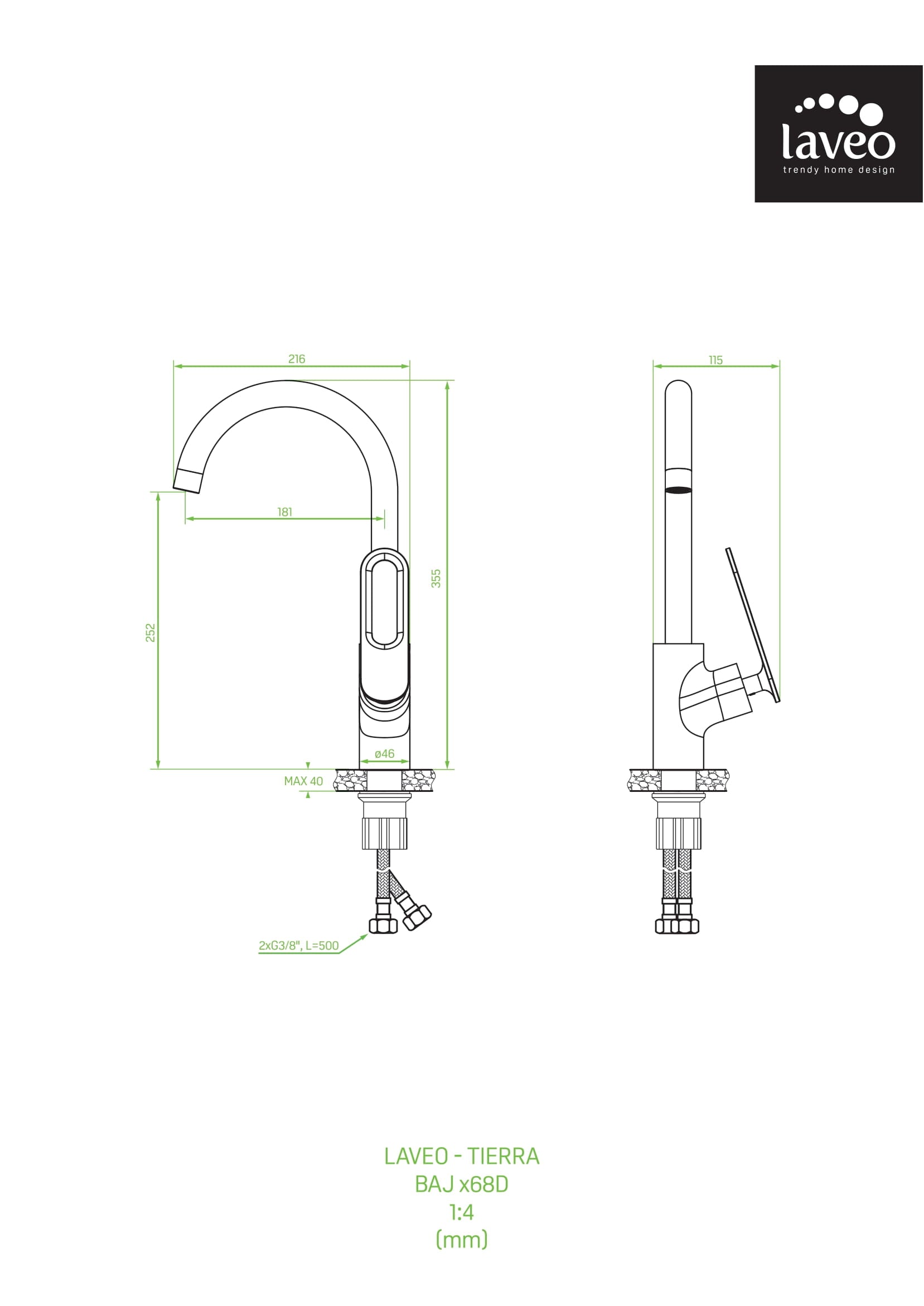 Bateria kuchenna stojąca Laveo Tierra