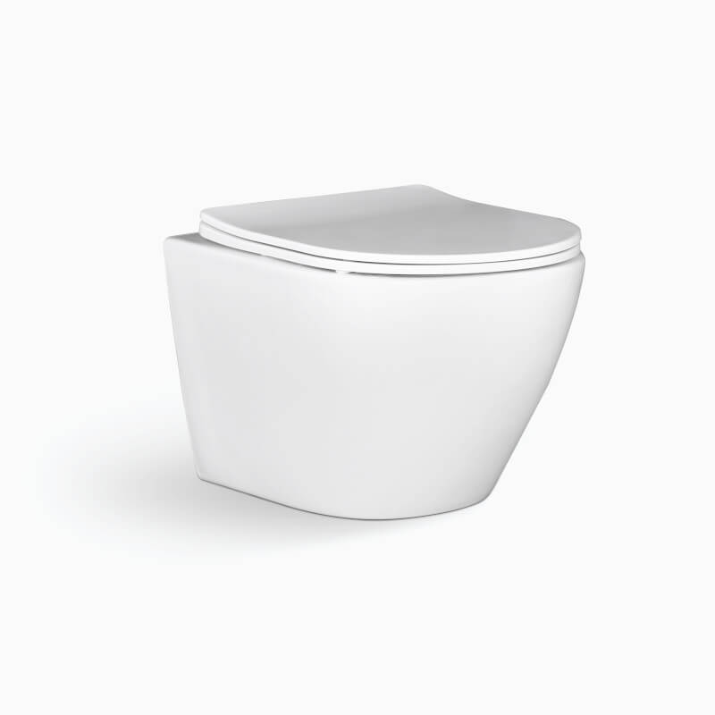 Miska toaletowa ustępowa wisząca bezkołnierzowa z deską Laveo Desna